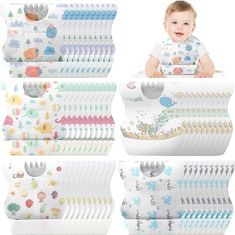 100 Pcs Disposable Baby Bibs Individual Wrapped Travel Bibs