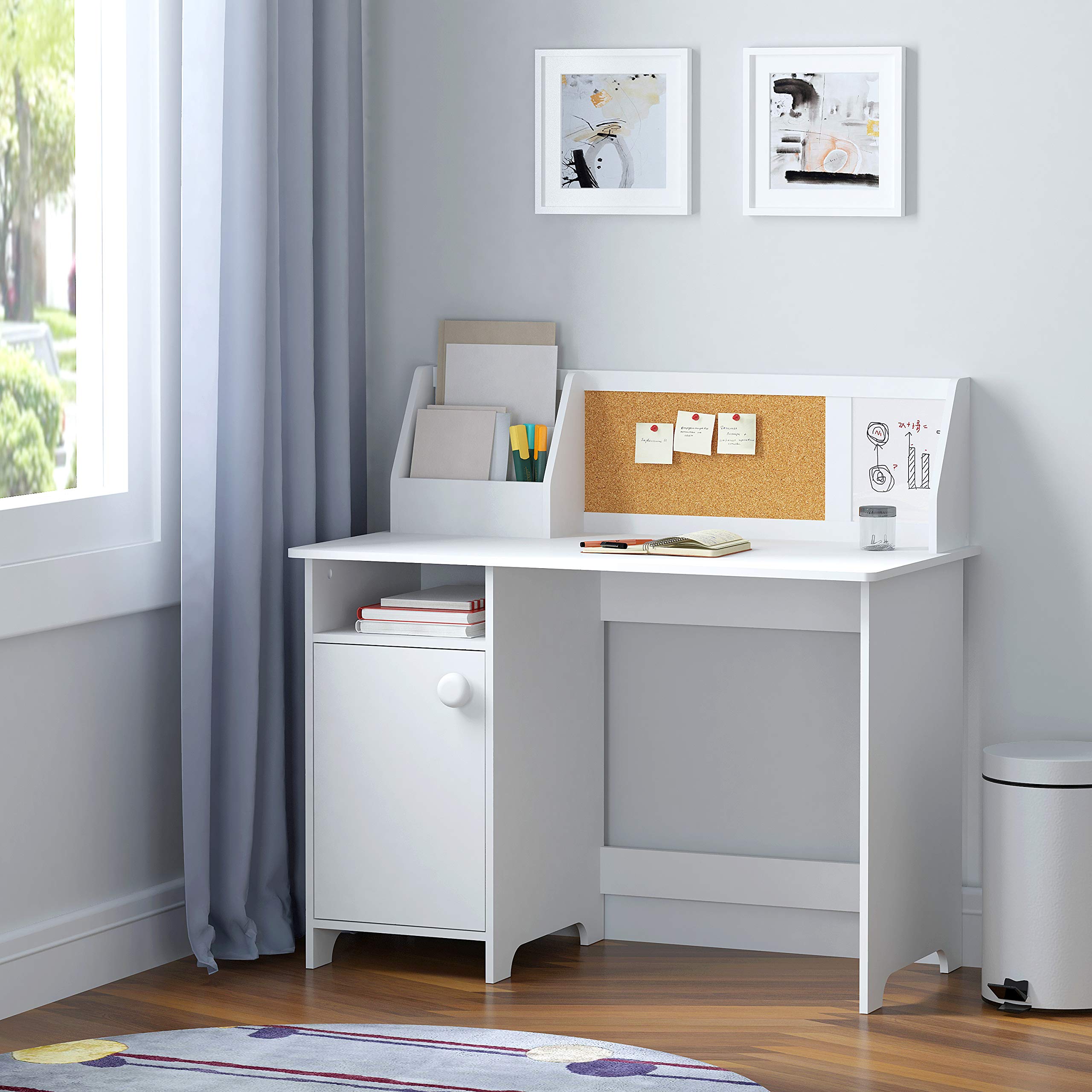 Kids Study Desk with Storage and Hutch