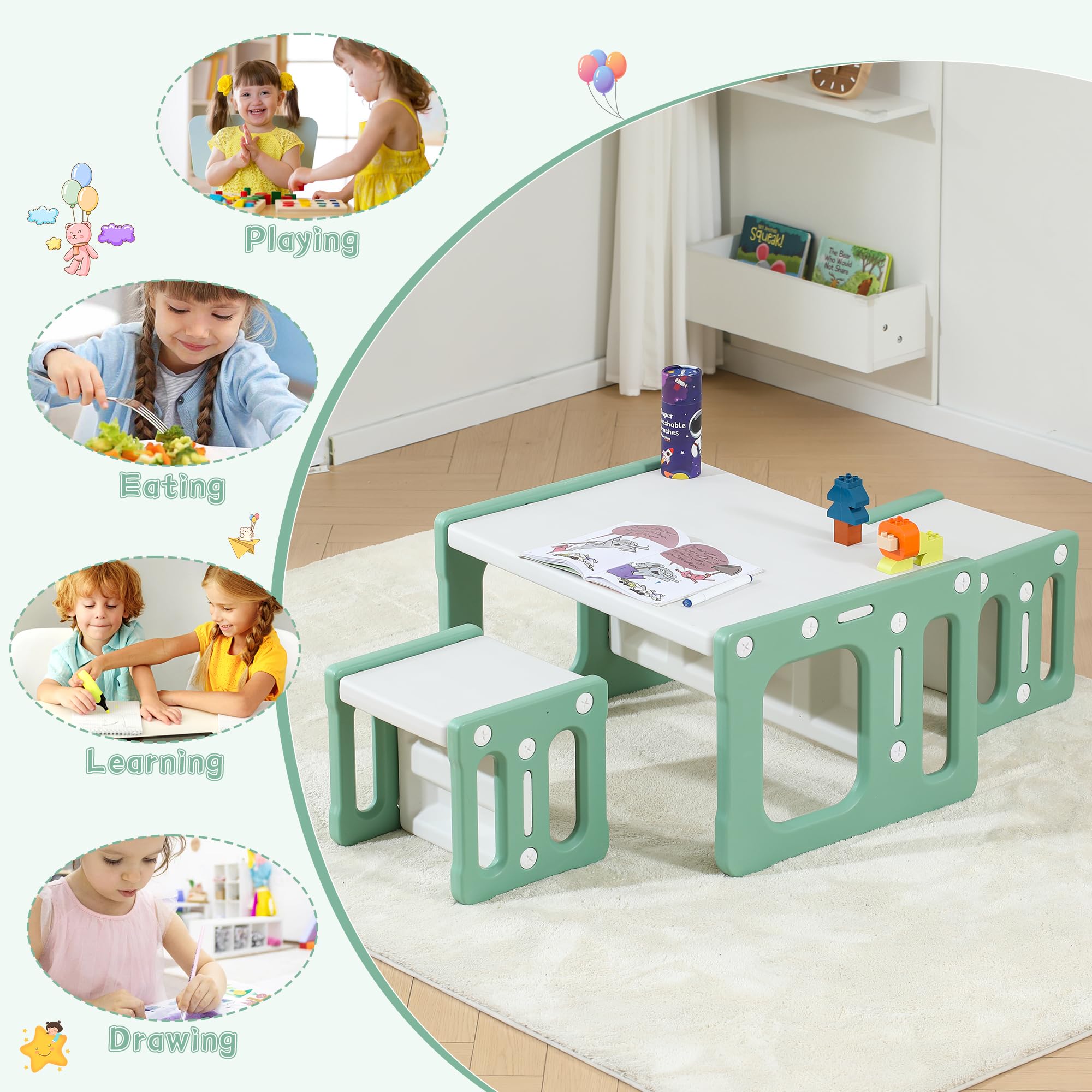 Montessori Table and Chair Set for Kids Ages 3-8