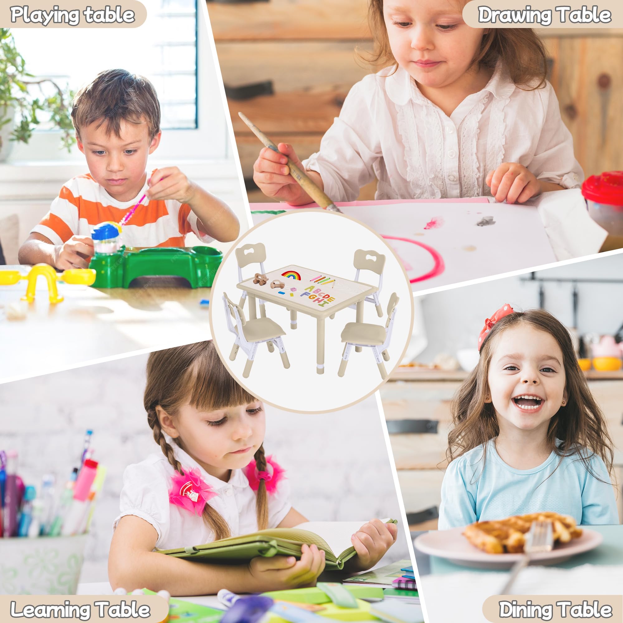 Height Adjustable Kids Table and Chair Set