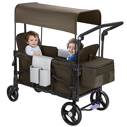Stroller Wagon for 2 Kids with Canopy, Foldable All-Terrain Wagon Stroller