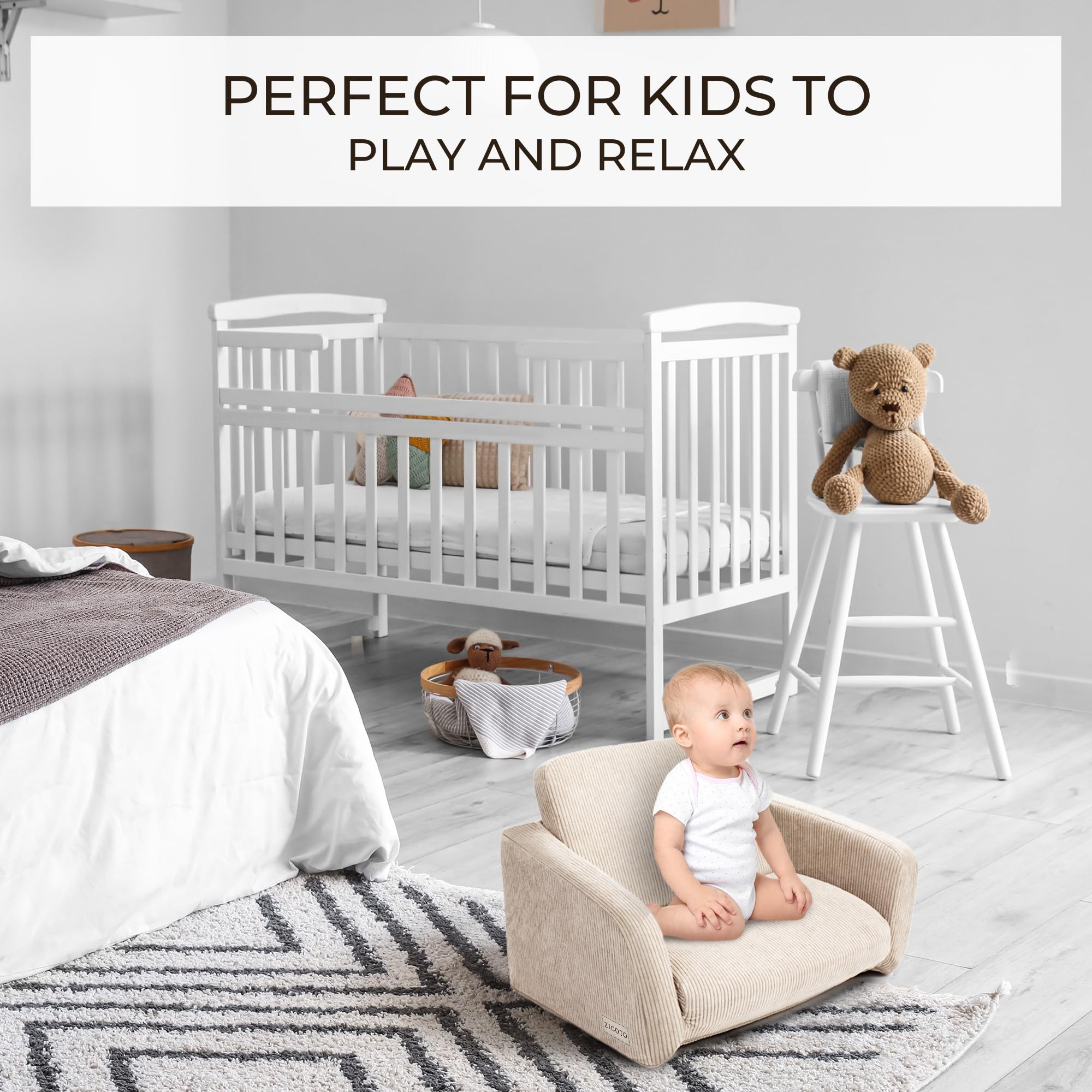 Convertible Toddler Chair and Couch - 2-in-1 Kids Sofa with Washable Cover