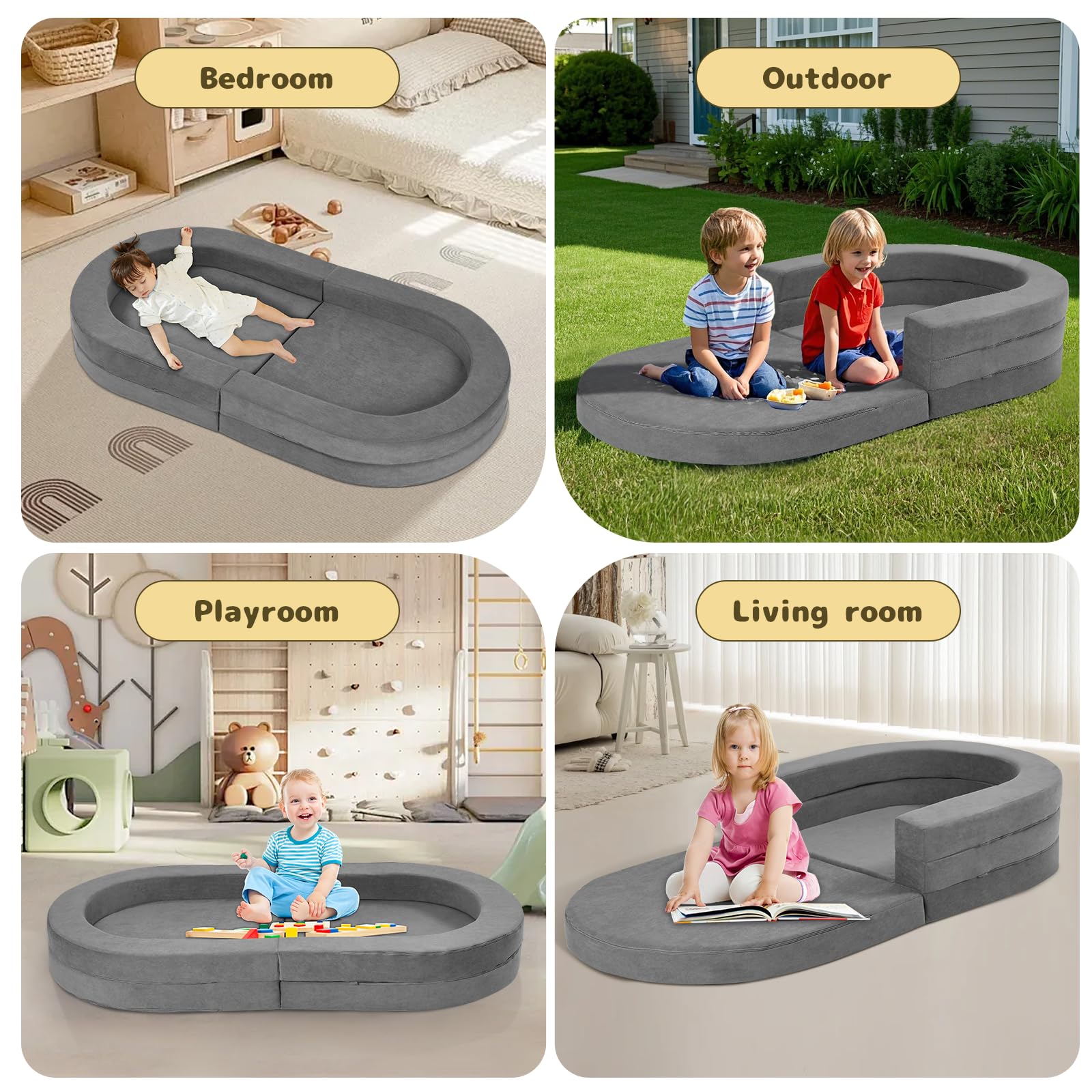 3-in-1 Portable Toddler Travel Bed with Washable Cover