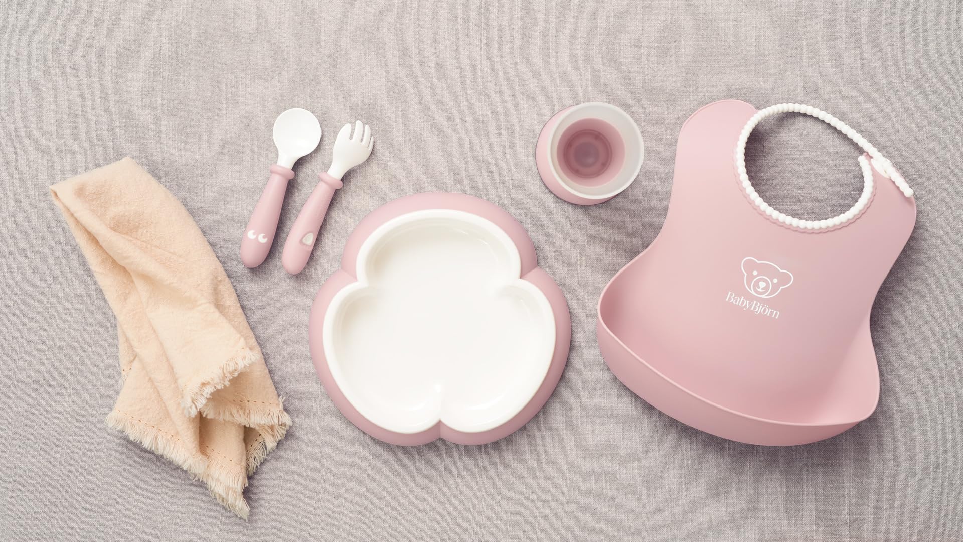 Baby Dinner Set, 5 pcs, Powder pink Includes Baby Plate