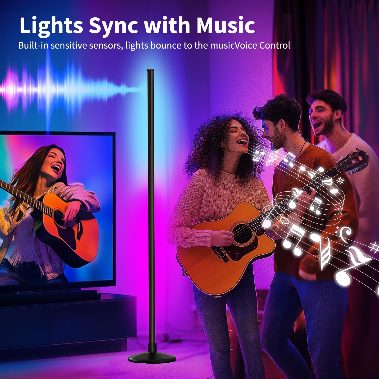 Smart RGB Floor Lamp with App and Remote Control
