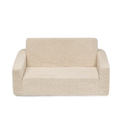 Cozee Flip-Out Sherpa 2-in-1 Convertible Sofa to Lounger for Kids, Cream