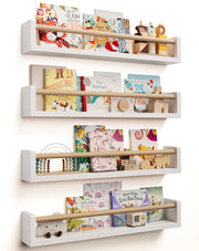 Nursery Book Shelves - 4 Pack, Wall Book Shelves for Bedroom
