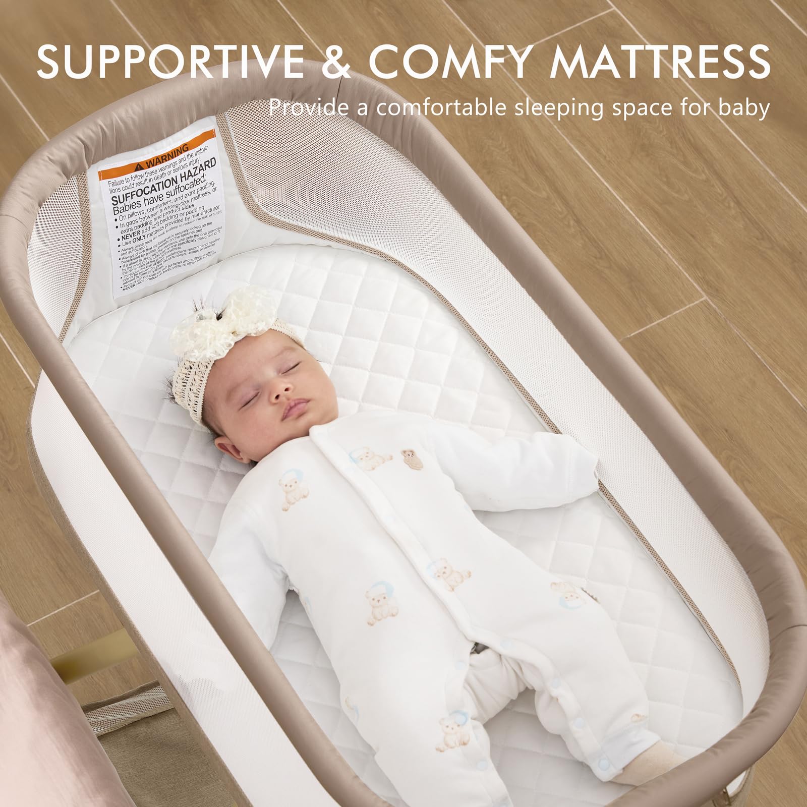 3-in-1 Baby Bassinet Bedside Sleeper with Rocking Motion