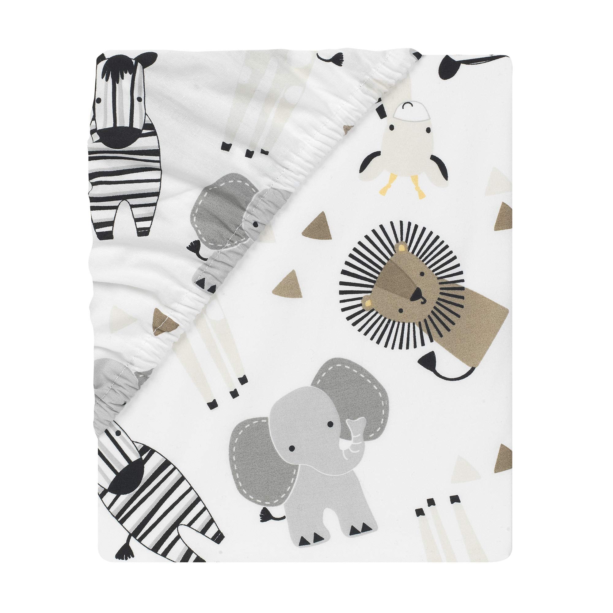 Elephant Mini Crib Bedding Set - Gray White Safari Theme