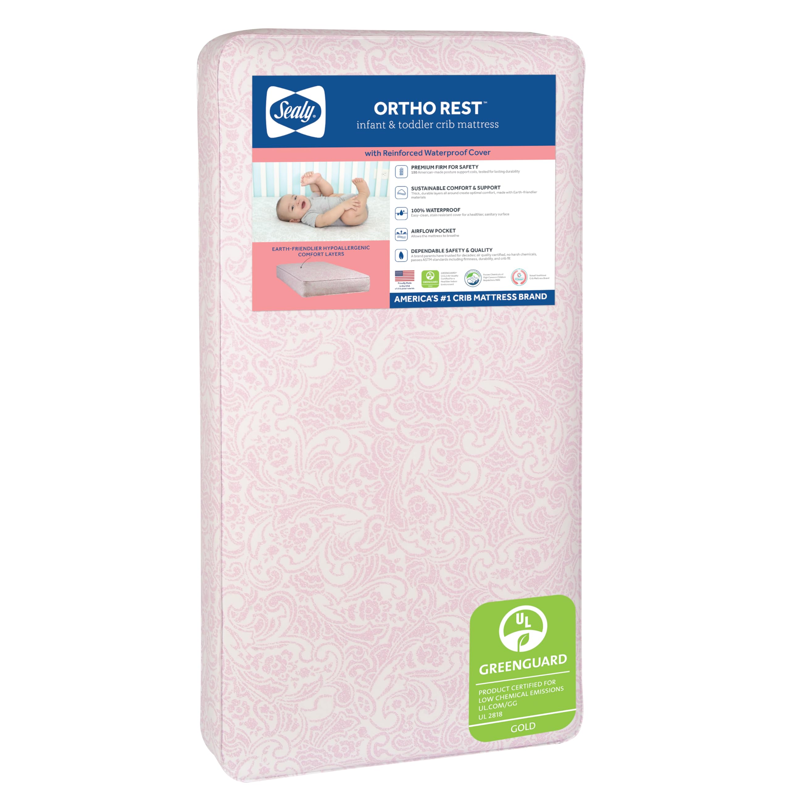 Waterproof Crib Mattress with 150 Coils