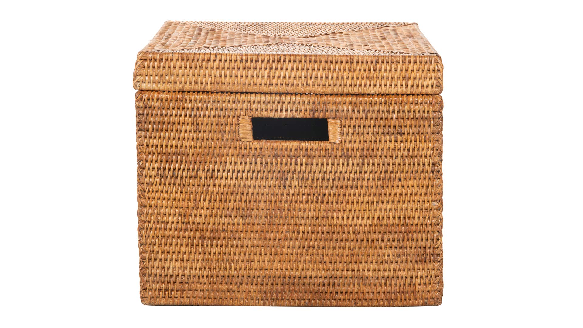 La Jolla Rattan Box Basket - Wicker Storage Basket with Lid, Decorative