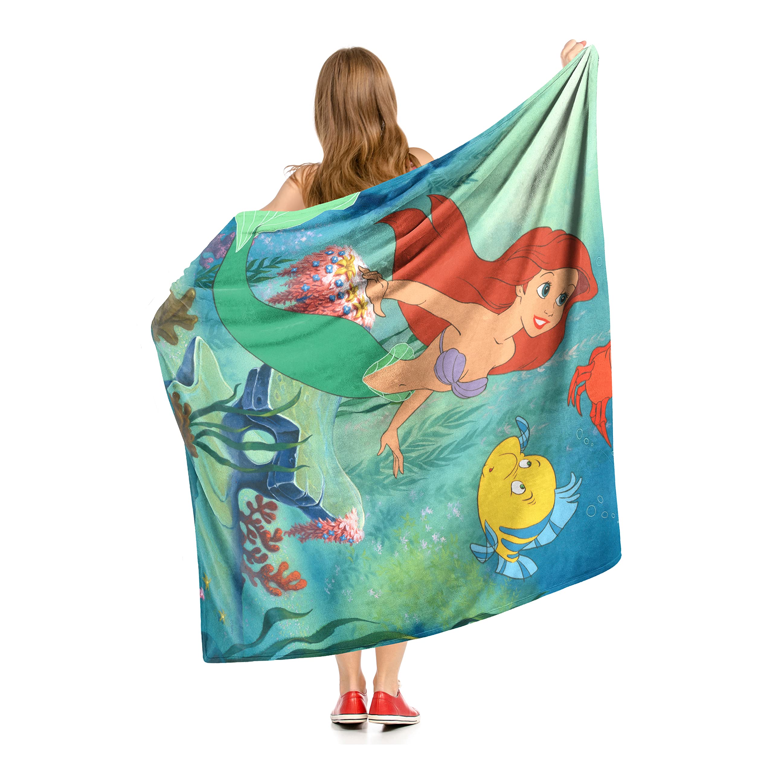 Little Mermaid/Ariel Silk Touch Throw Blanket, 50" x 60", Underwater Friends