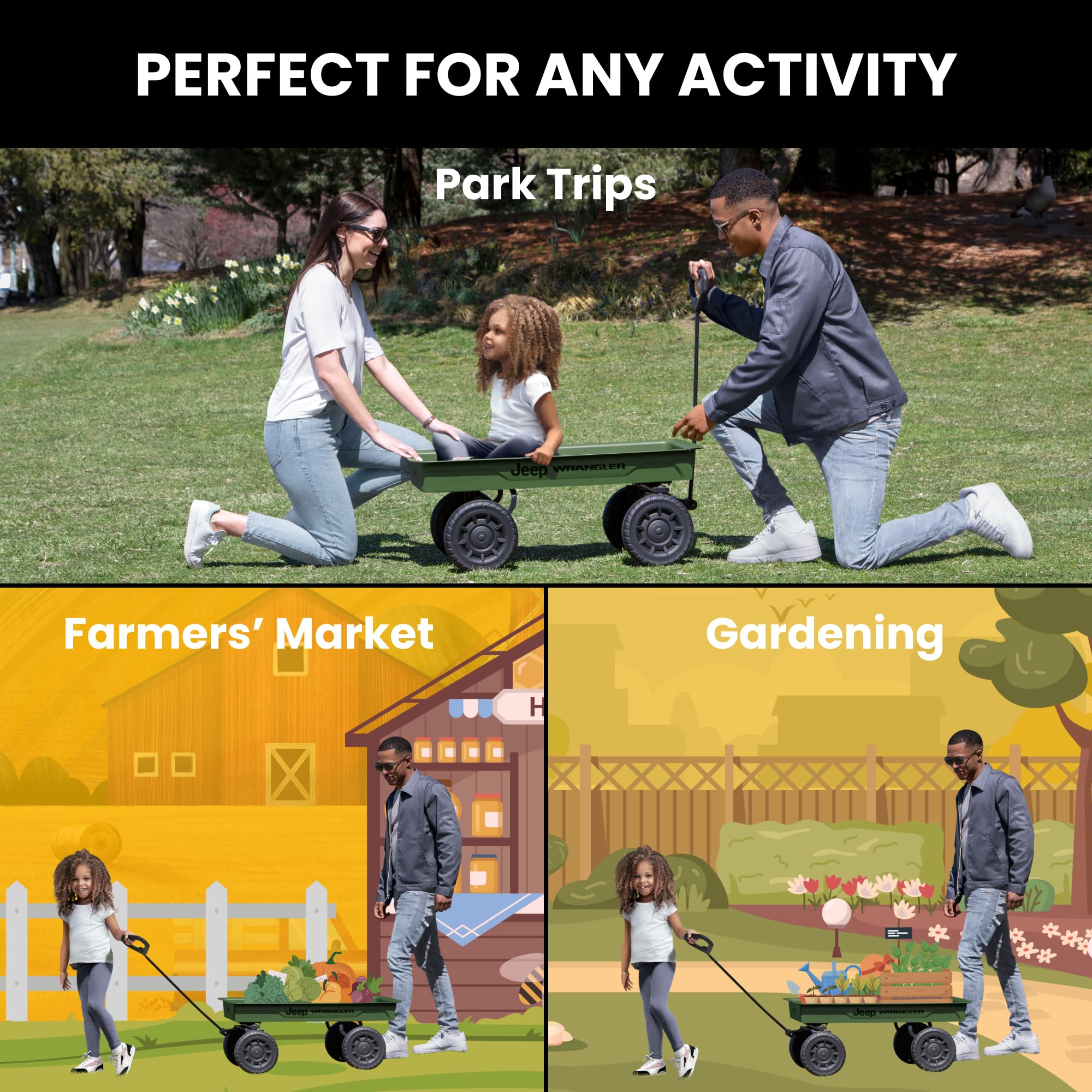 Kids Pull Wagon with All-Terrain Wheels and Steel Frame