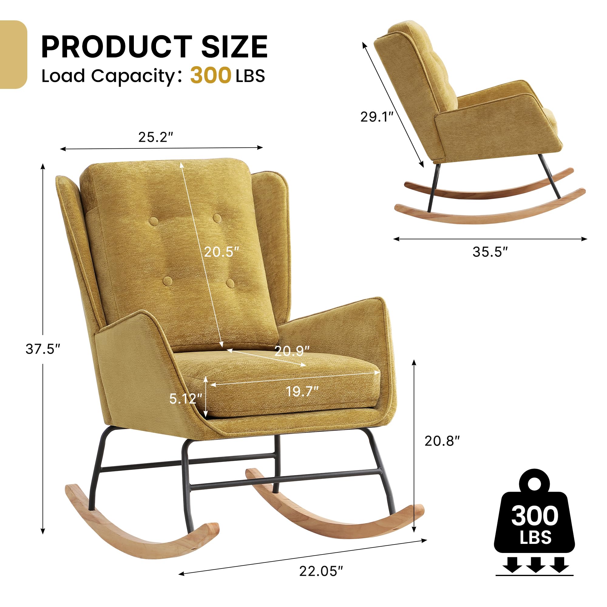 Nursery Rocking Chair with High Backrest