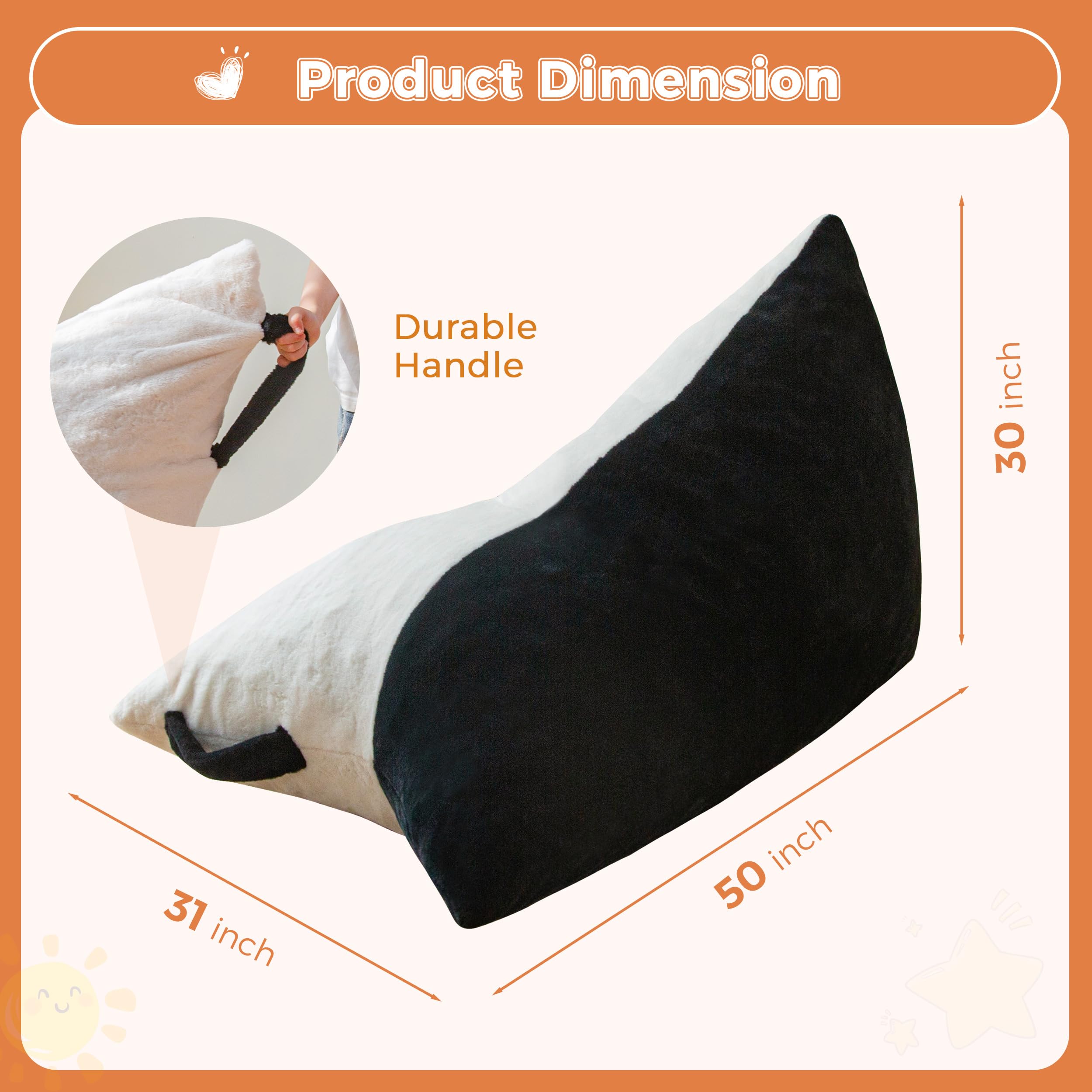 Kids Bean Bag Chair with Handle - Two-Tone Floor Lounger