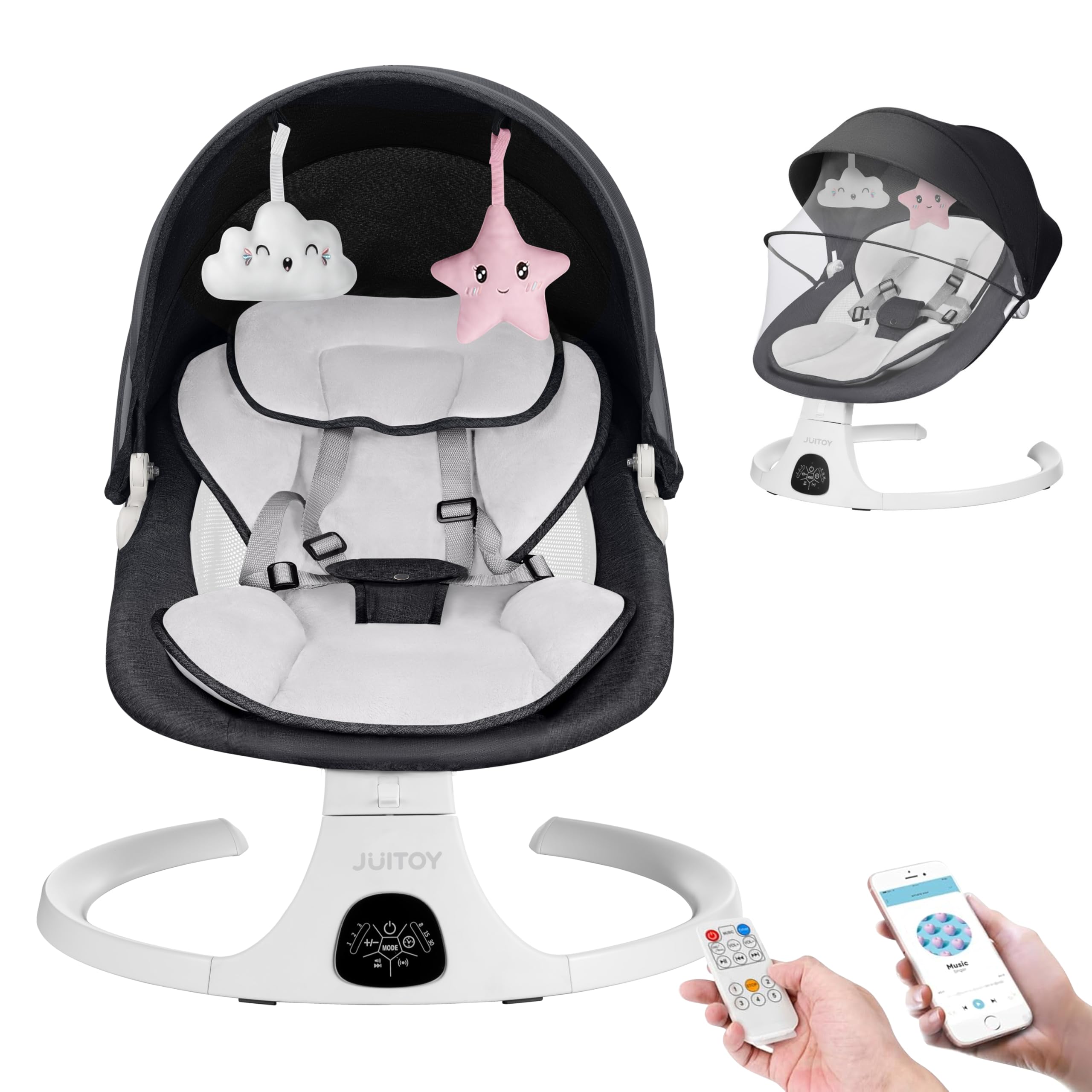 Infants to Toddler Electric Newborn Swing with 5-Speed 3-Seat