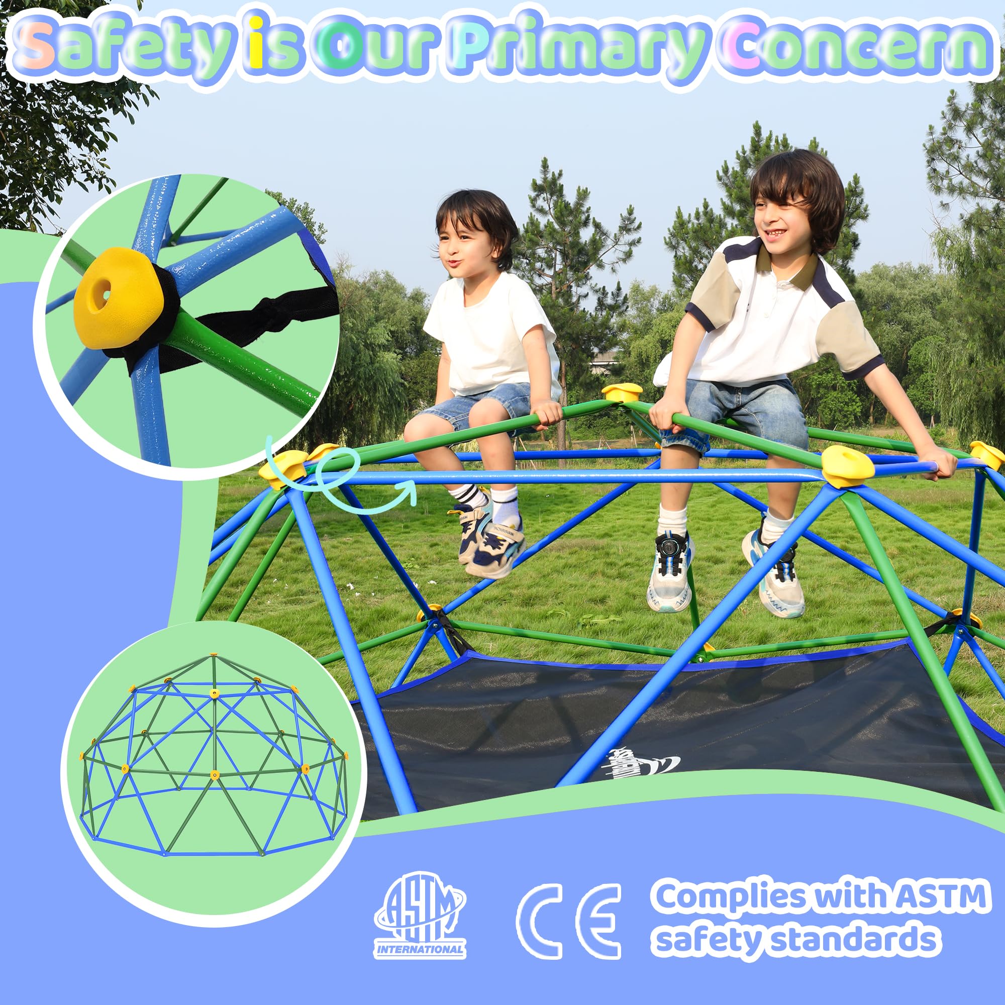 10FT Climbing Dome with Hammock for Kids