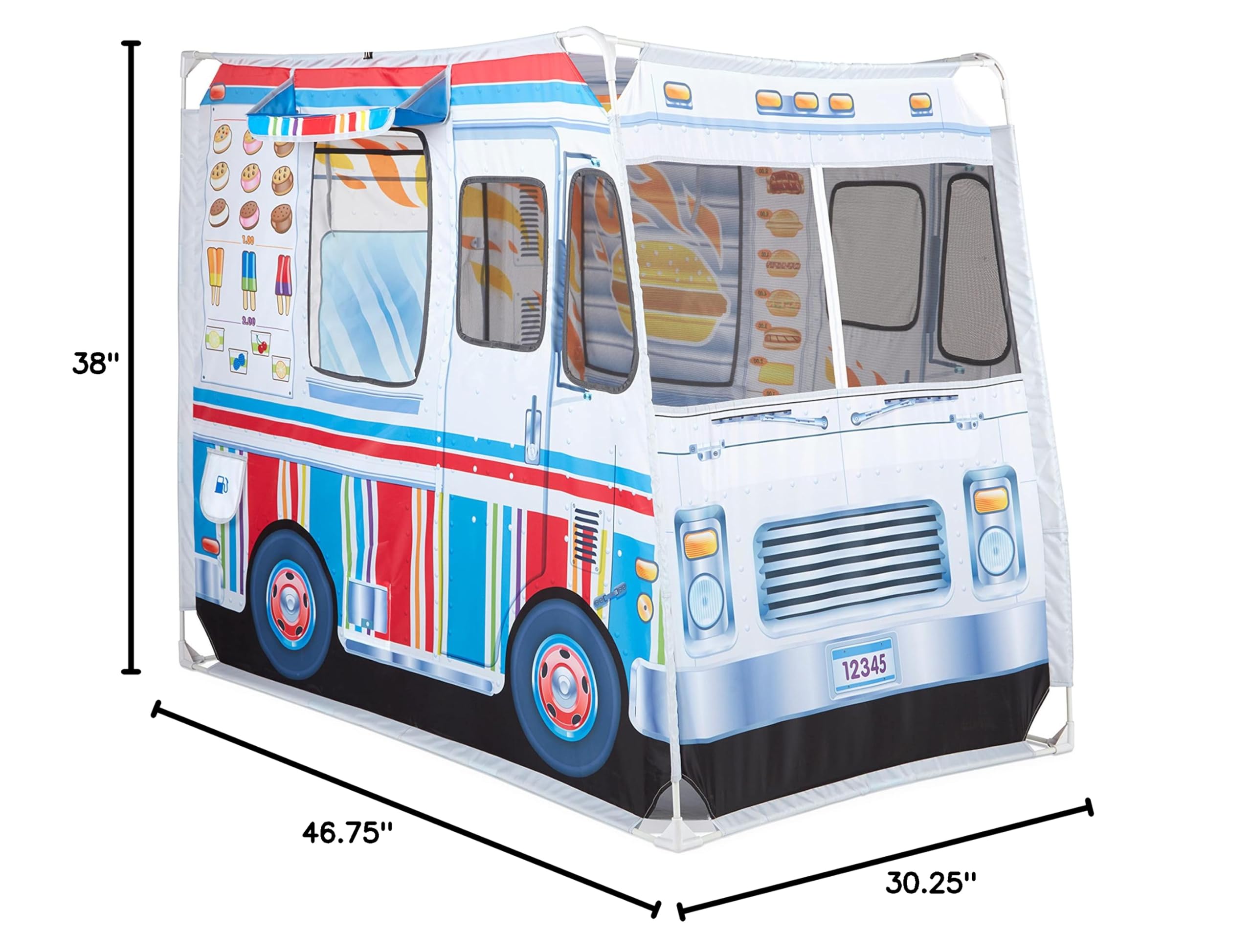 Double-Sided Food Truck Play Tent - Ice Cream and BBQ Role Play Toy