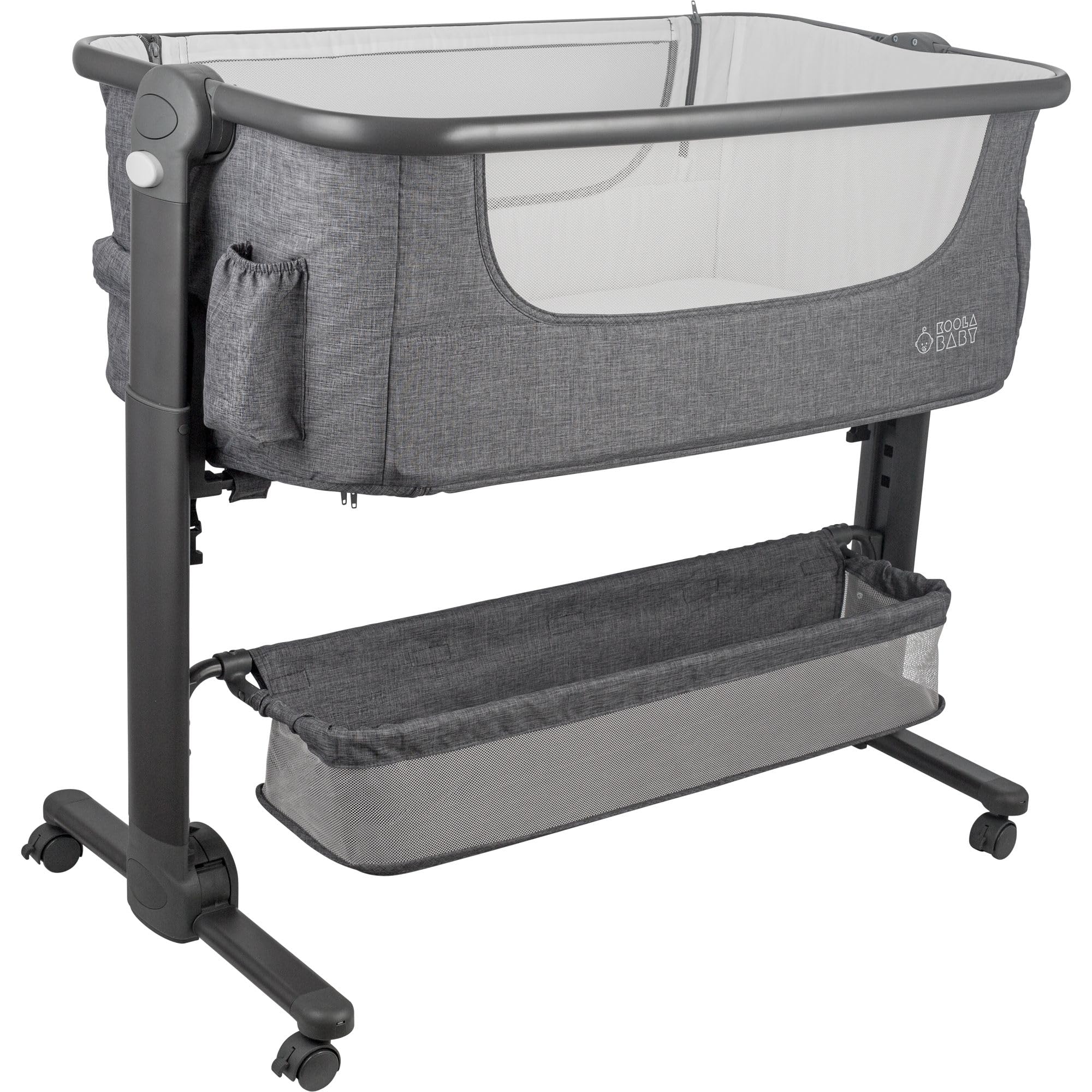 Bedside Baby Bassinet with Adjustable Height and Storage