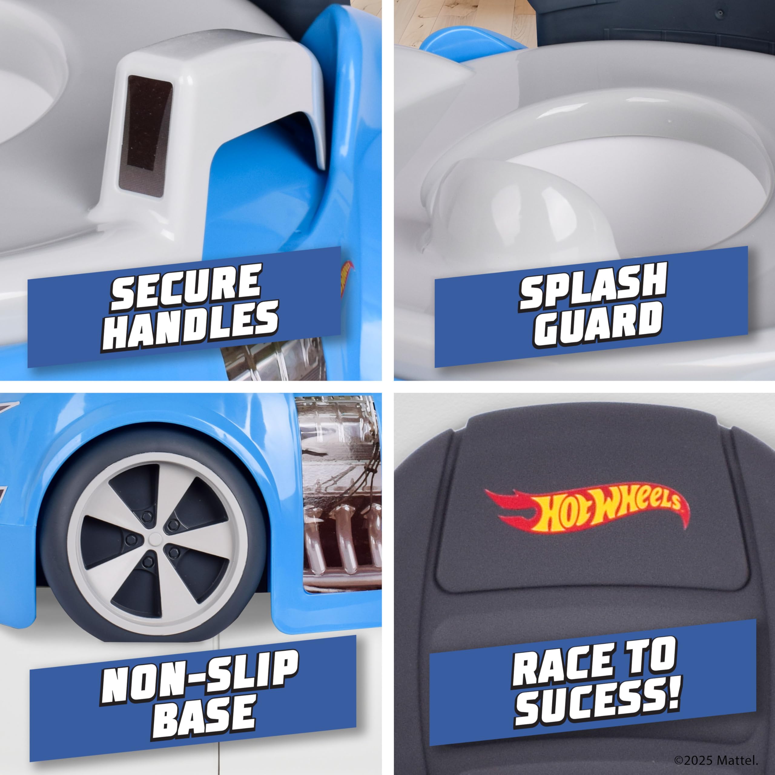Hot Wheels Blue Race Car Potty Training Toilet, Race Car Potty Seat Includes Detachable Toddler Toilet Seat and Kids Potty, Ages 12 Months and Up