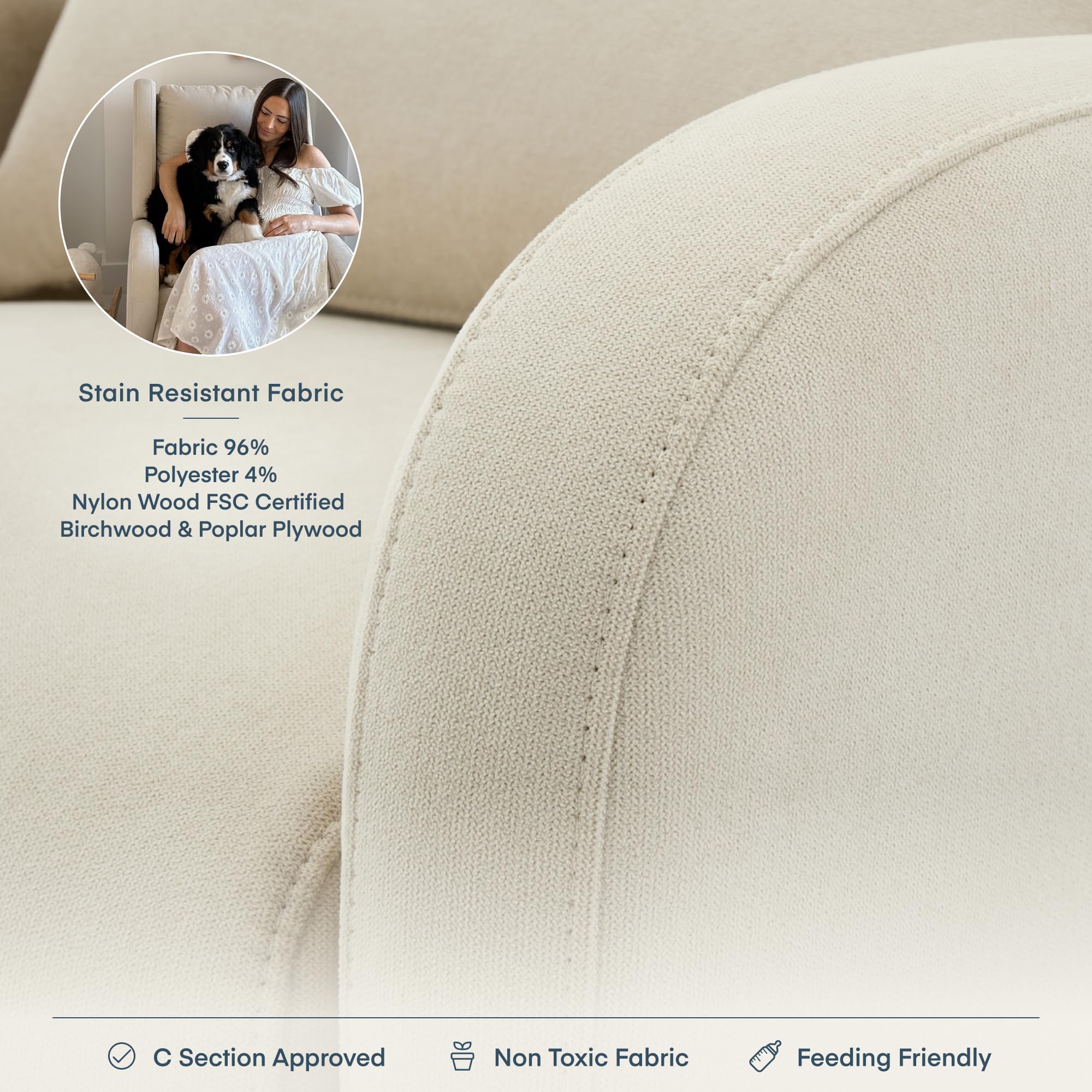 Power Reclining Glider for Nursery with Stain-Resistant Fabric