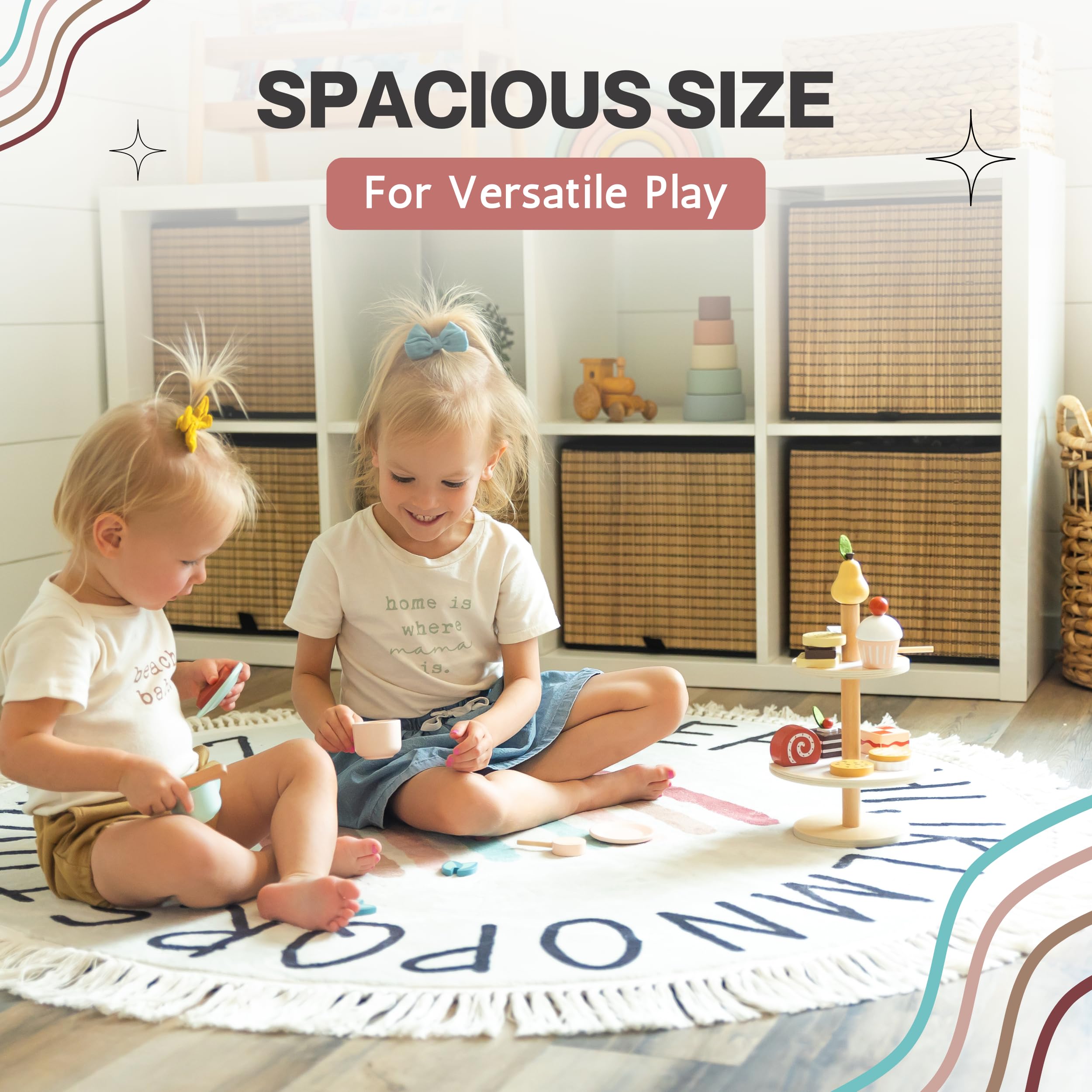 ABC Rug for Kids - 4ft Lovely Boho Rainbow Rug, Toddlers & Baby Rug for Playroom