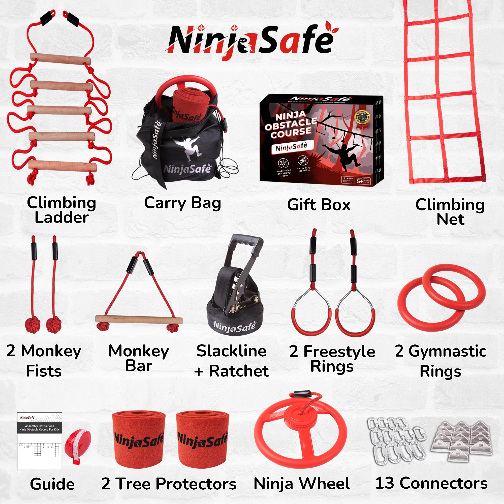 Kids Outdoor Ninja Obstacle Course with Slackline