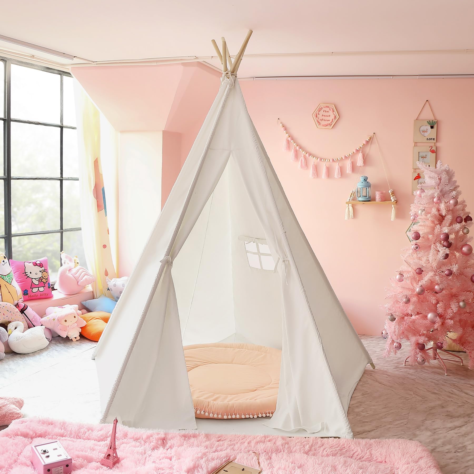 Kids Teepee Play Tent Indoor Outdoor Canvas