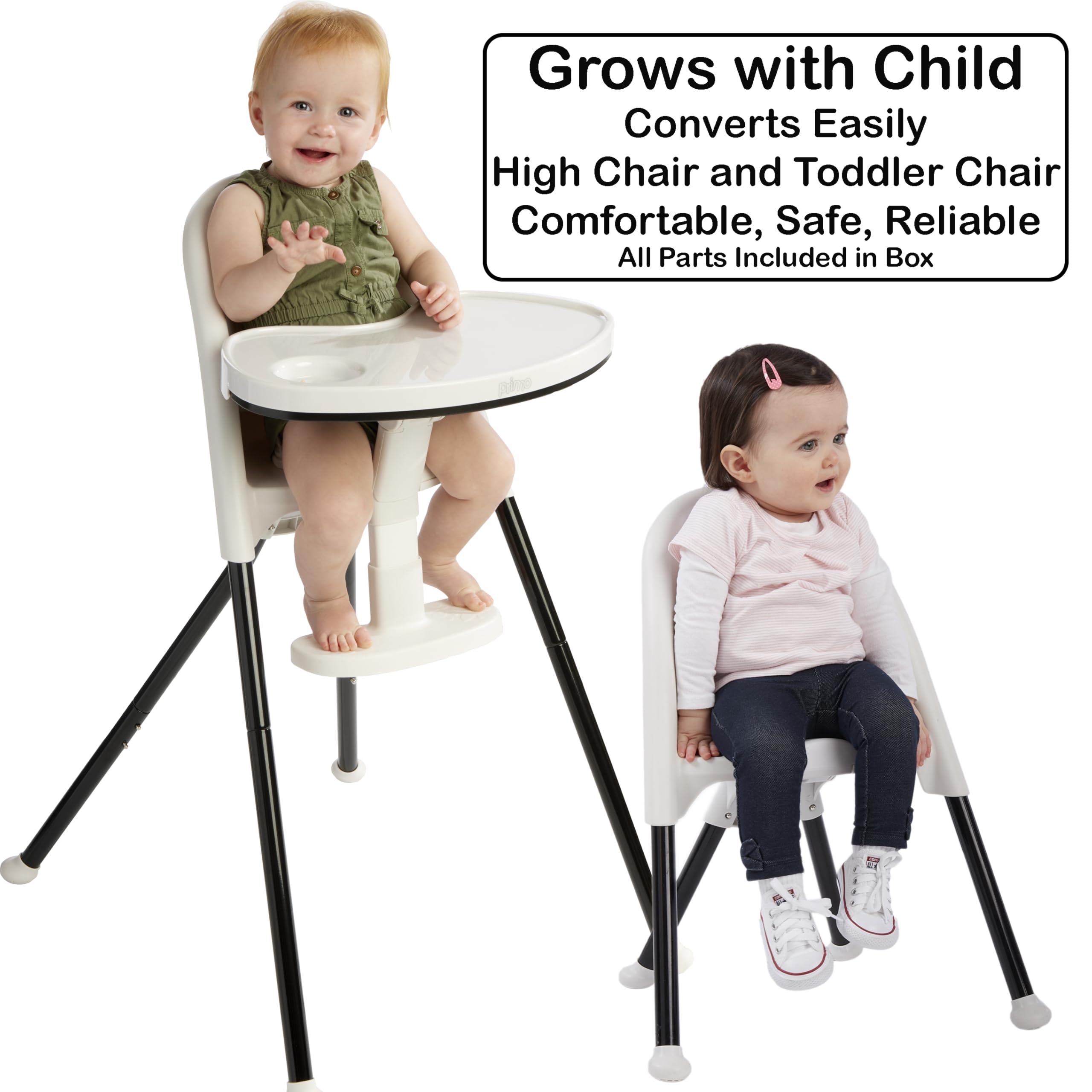 Convertible High Chair with Adjustable Backrest and Tray