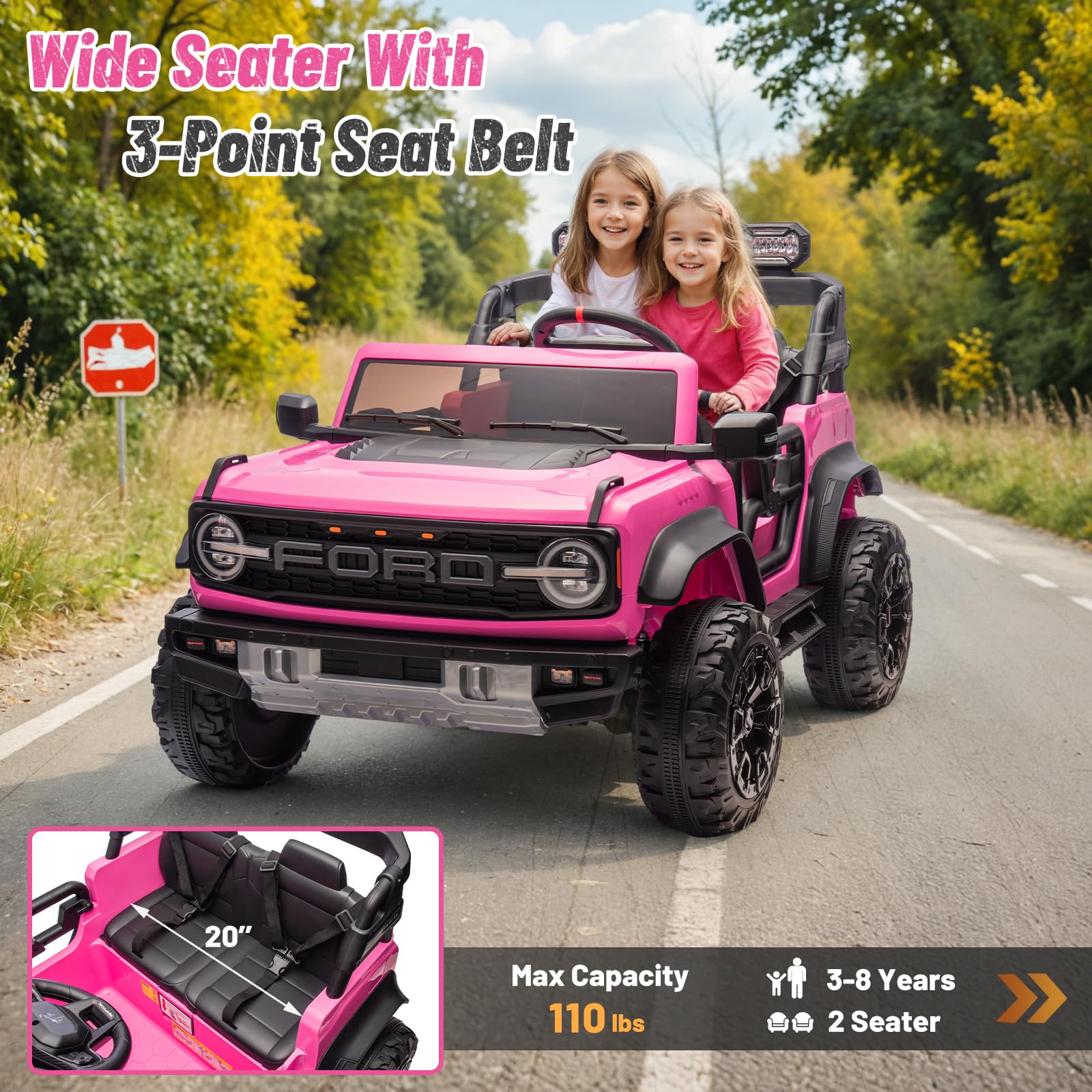 24V Licensed Ford Bronco Raptor Ride-On Car for Kids