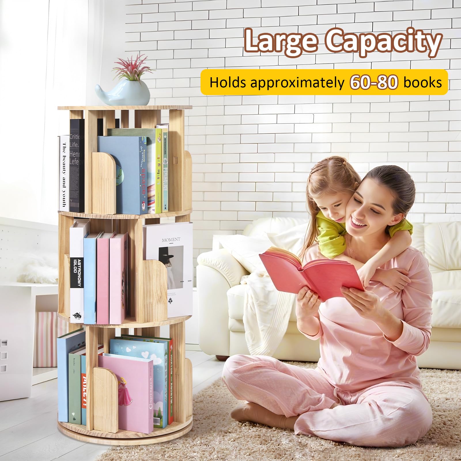 Rotating Bookshelf 360° Display Storage Rack