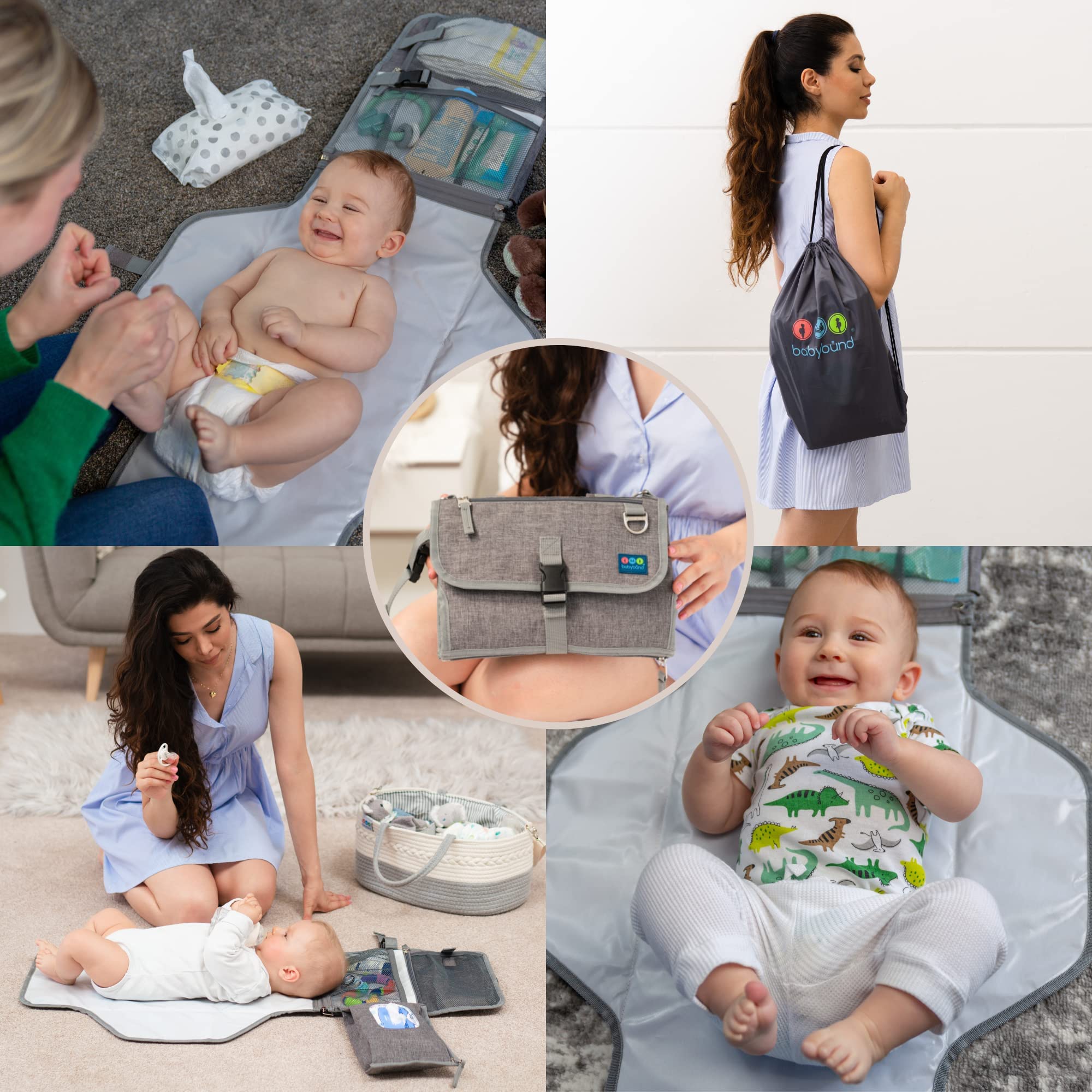 Changing Pad with Waterproof Mat - Foldable Diaper Clutch Kit and Organizer