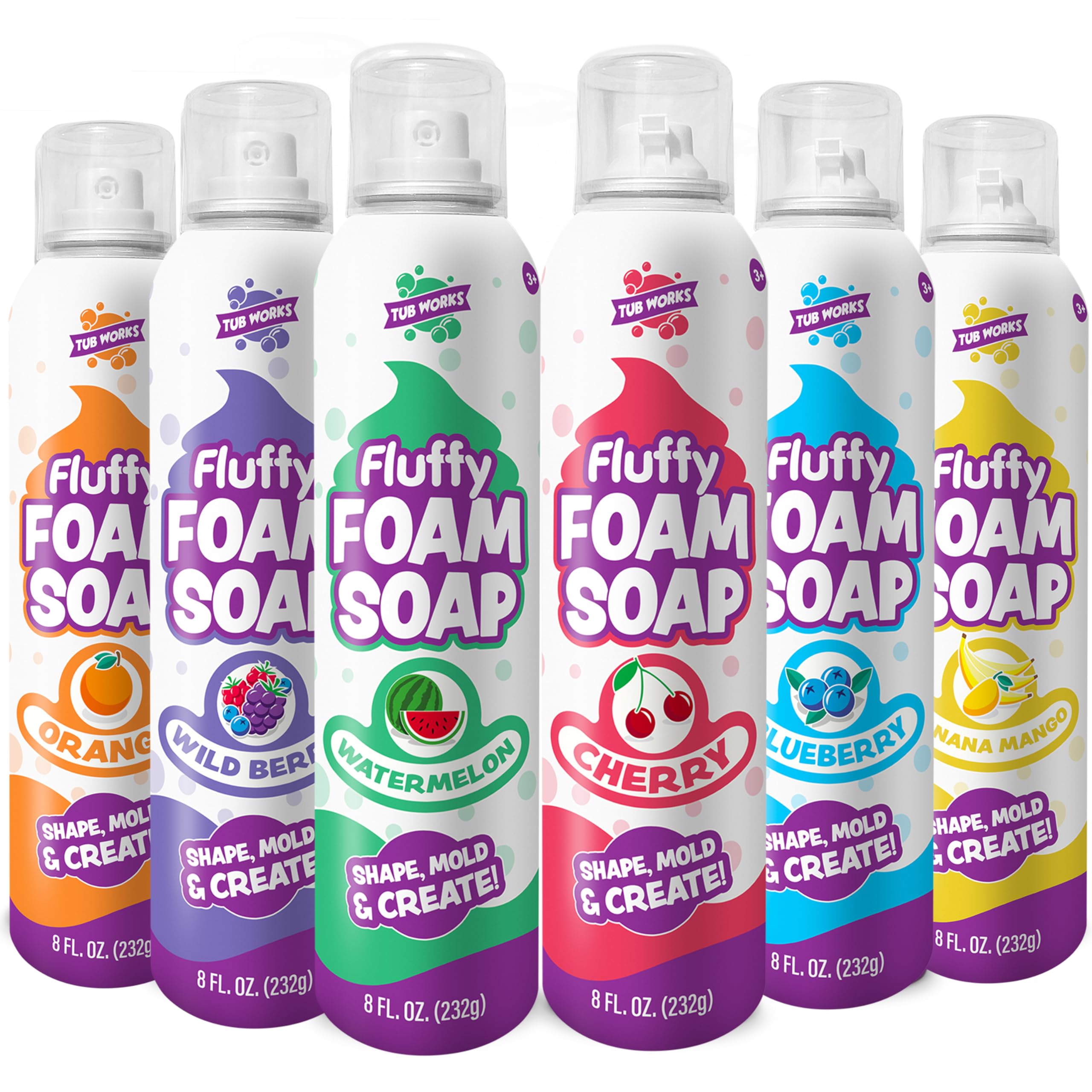 Fluffy Foam Soap, Variety 6 Pack | Shape, Mold & Create Bath Art with Soft Bath Foam