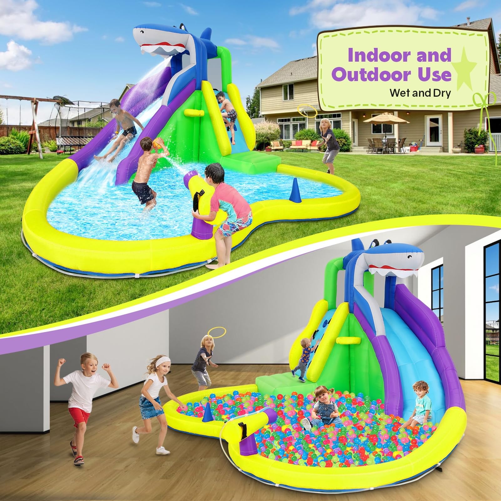 Inflatable Water Slide Bounce House with Pool and Climbing Wall