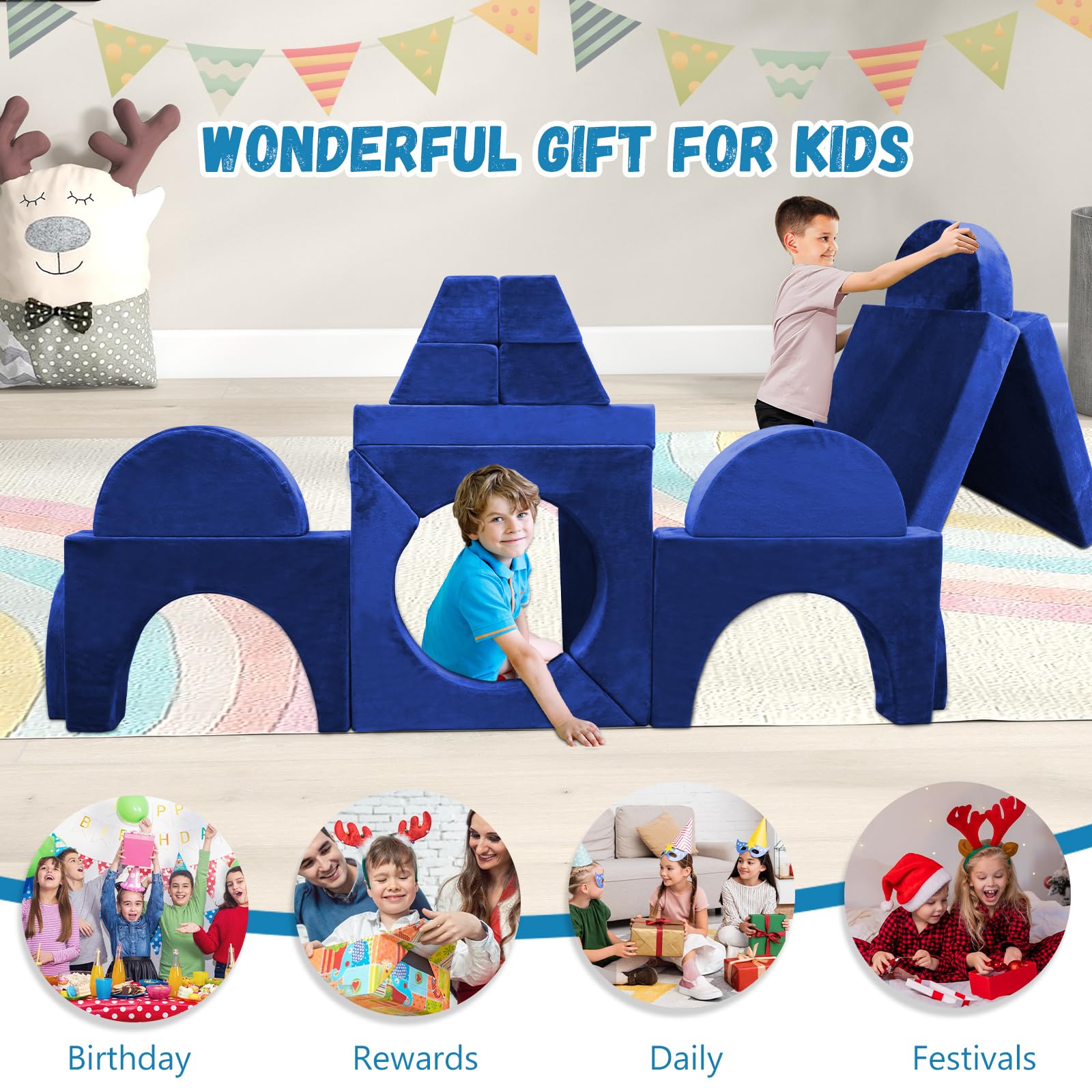 Modular Kids Play Couch 18-Piece Foam Building Set