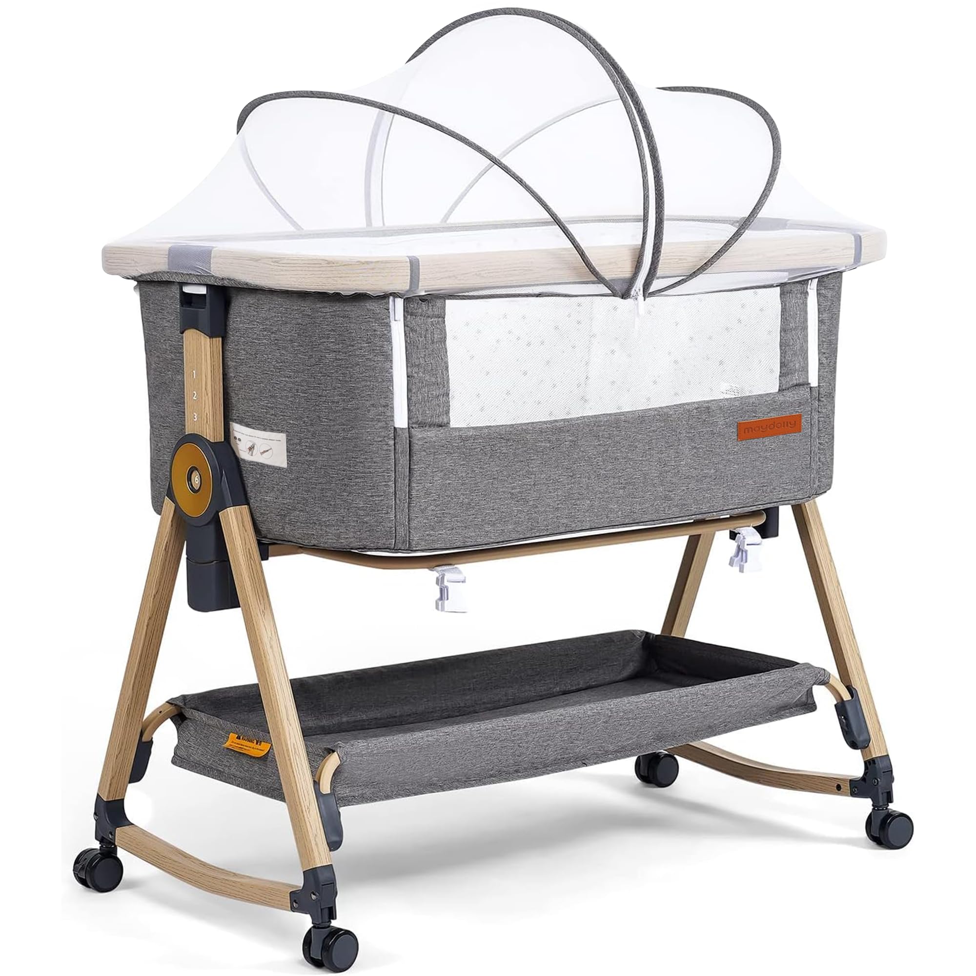 Baby Bassinet & Bedside Sleeper, 3 in 1 Rocking Bassinet with Mattress & Sheet