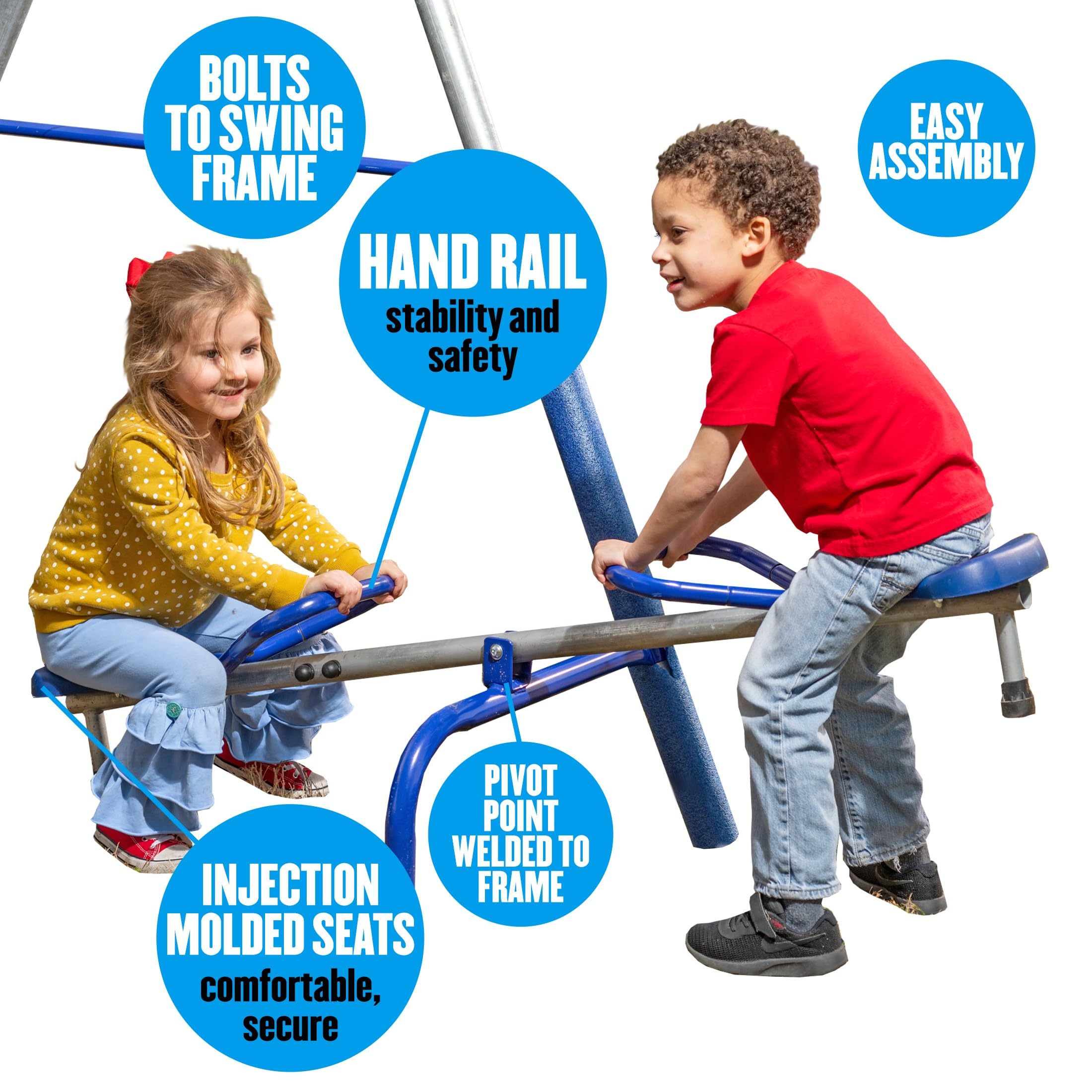 Galvanized Steel Swing Set with Slide and See-Saw