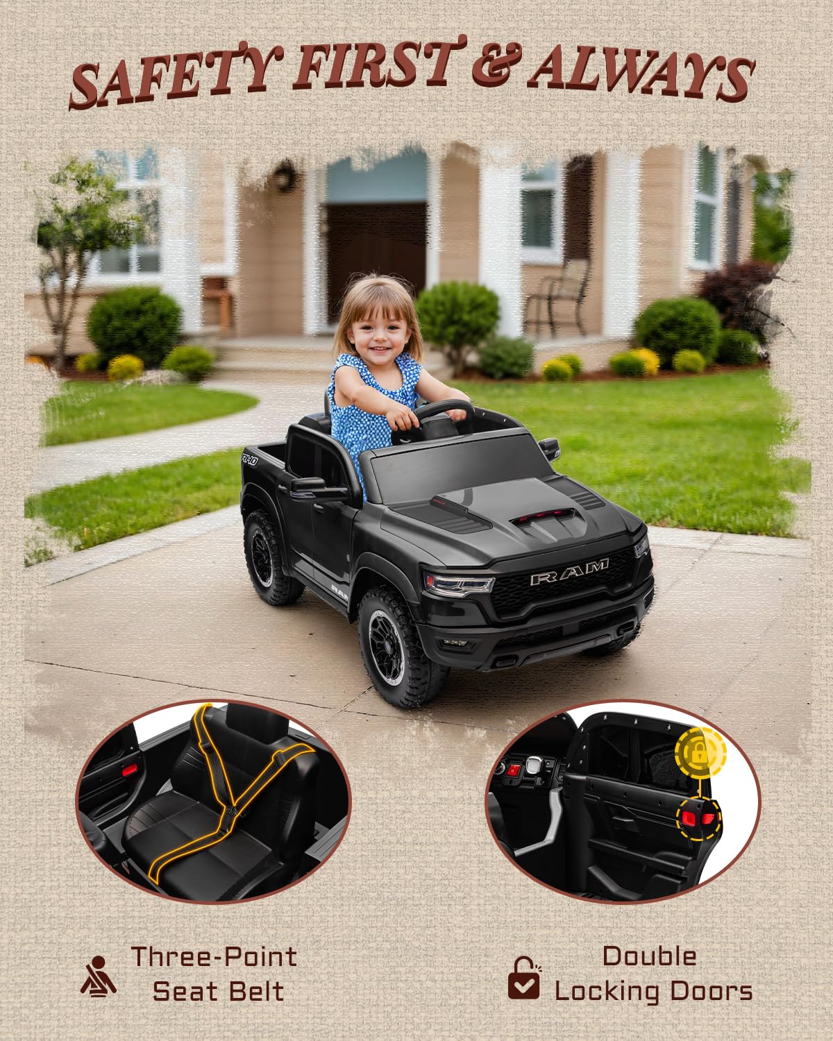 12V Licensed Ram 1500 Kids Ride-On Truck