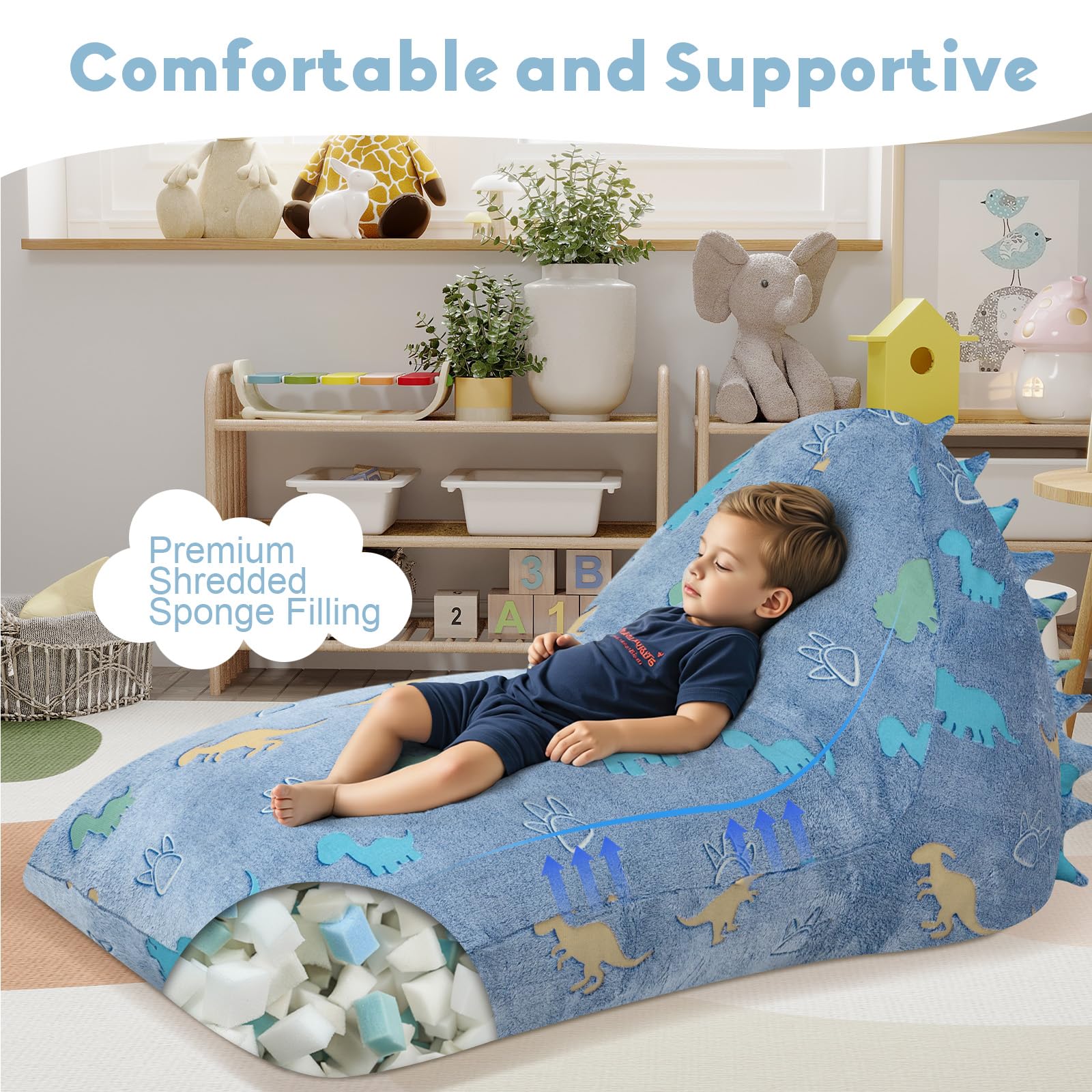 Dinosaur Bean Bag Chair for Kids 8-12