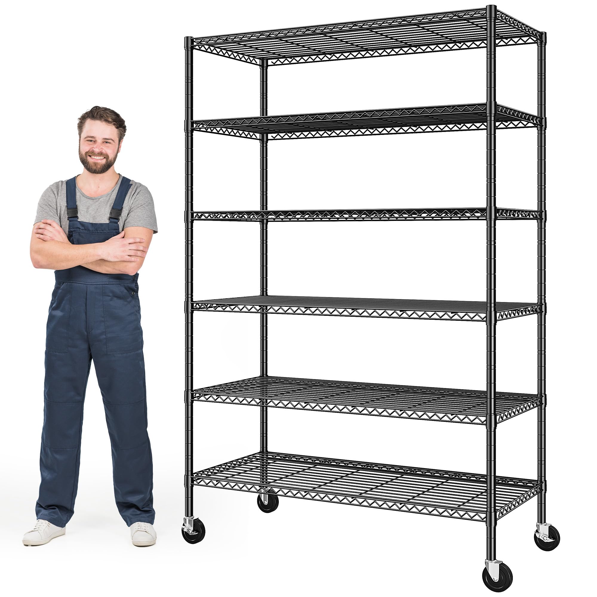 6-Tier Metal Storage Shelving with Wheels