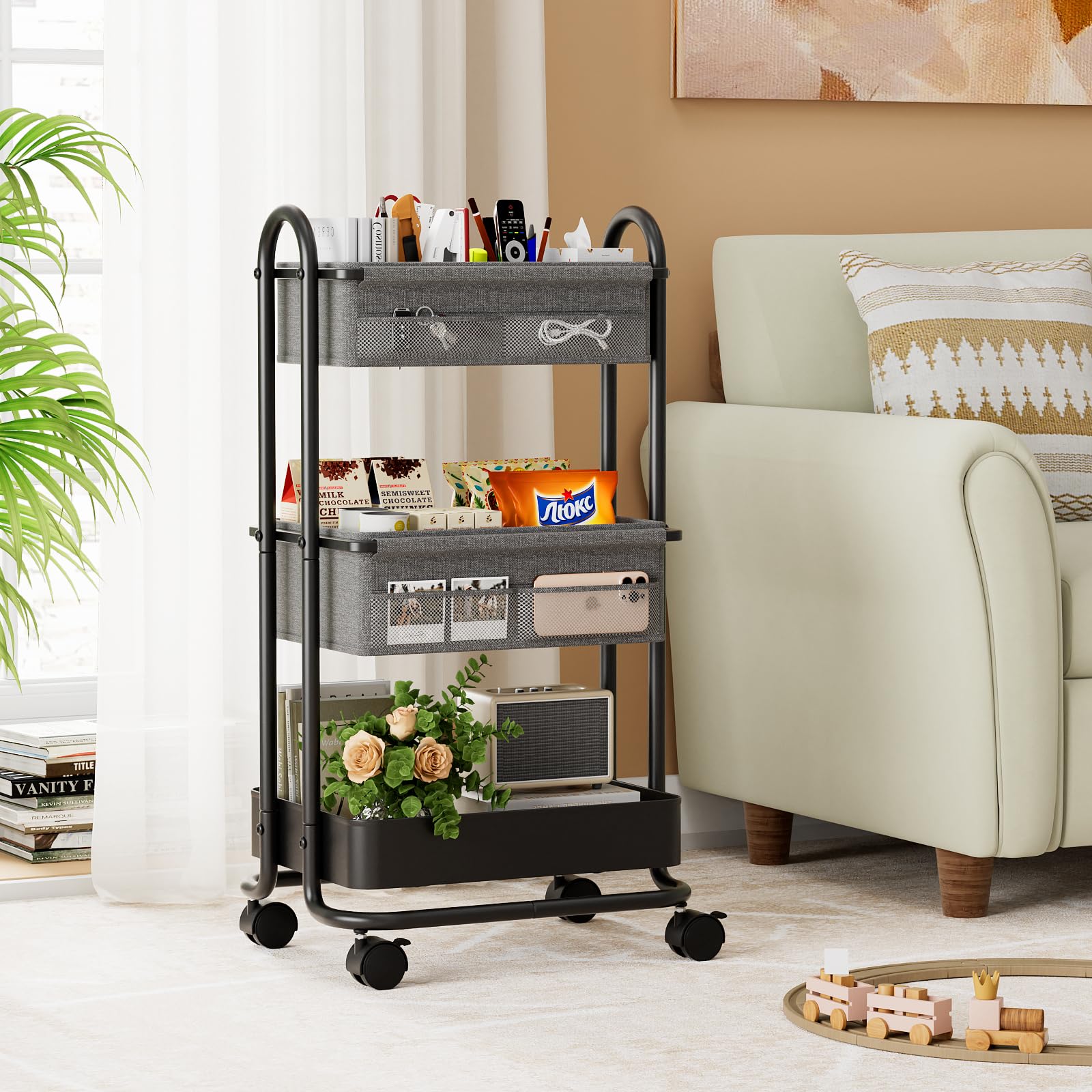 3 Tier Baby Diaper Caddy Organizer Cart with Wheels