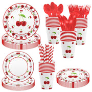 168Pcs Cherry Birthday Party Supplies, Coquette Cherry with Bow for Girl Birthday