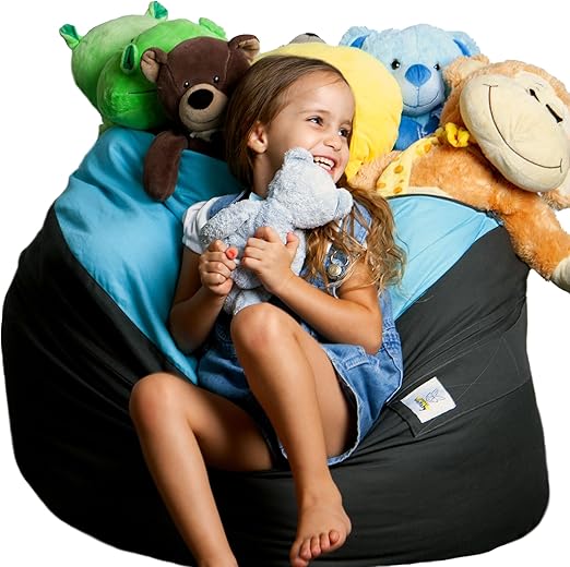 Sizes in 1 Stuffed Animal Storage Bean Bag Chair Cover for Kids