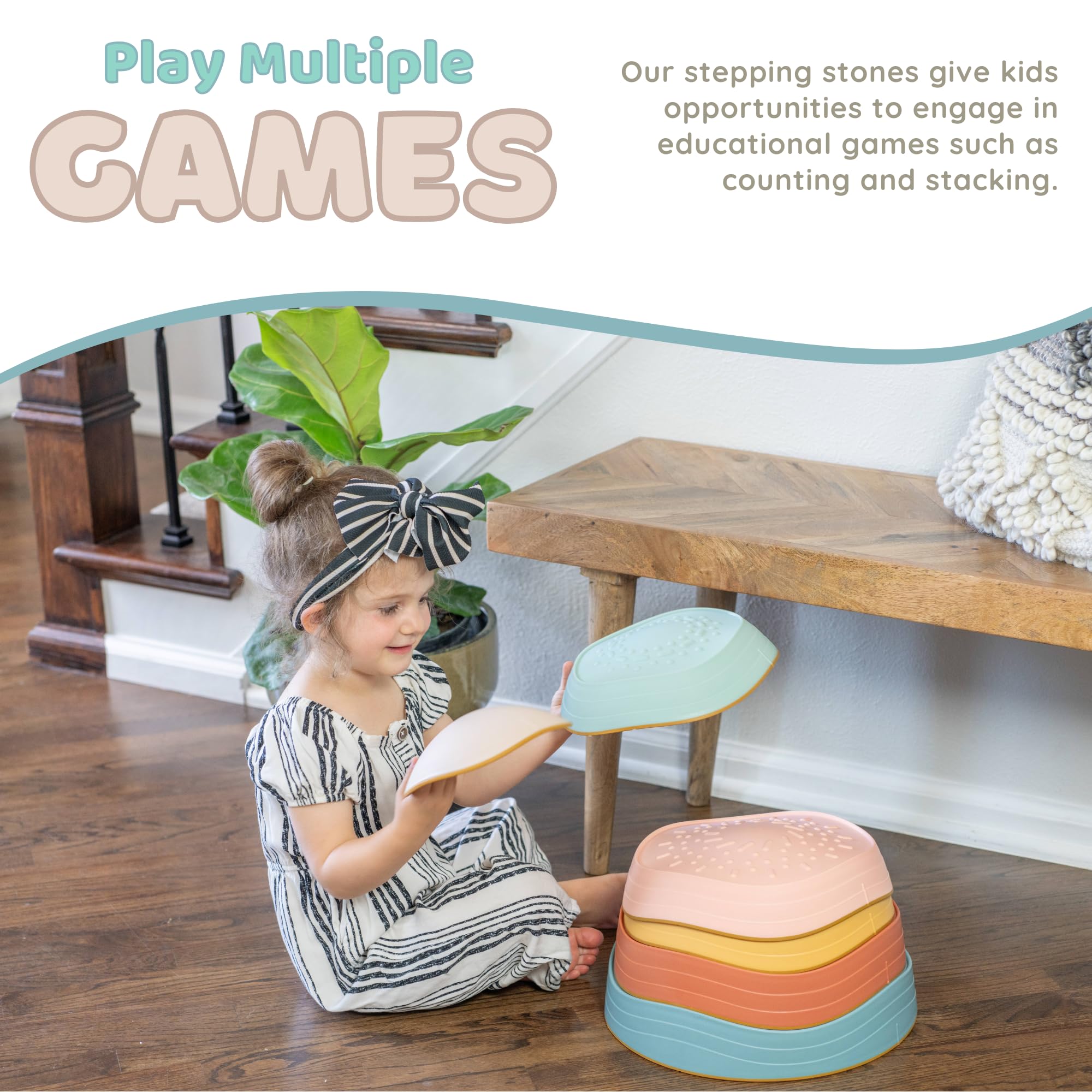 Balance Stepping Stones for Kids - Set of 6 Sensory Obstacle Course
