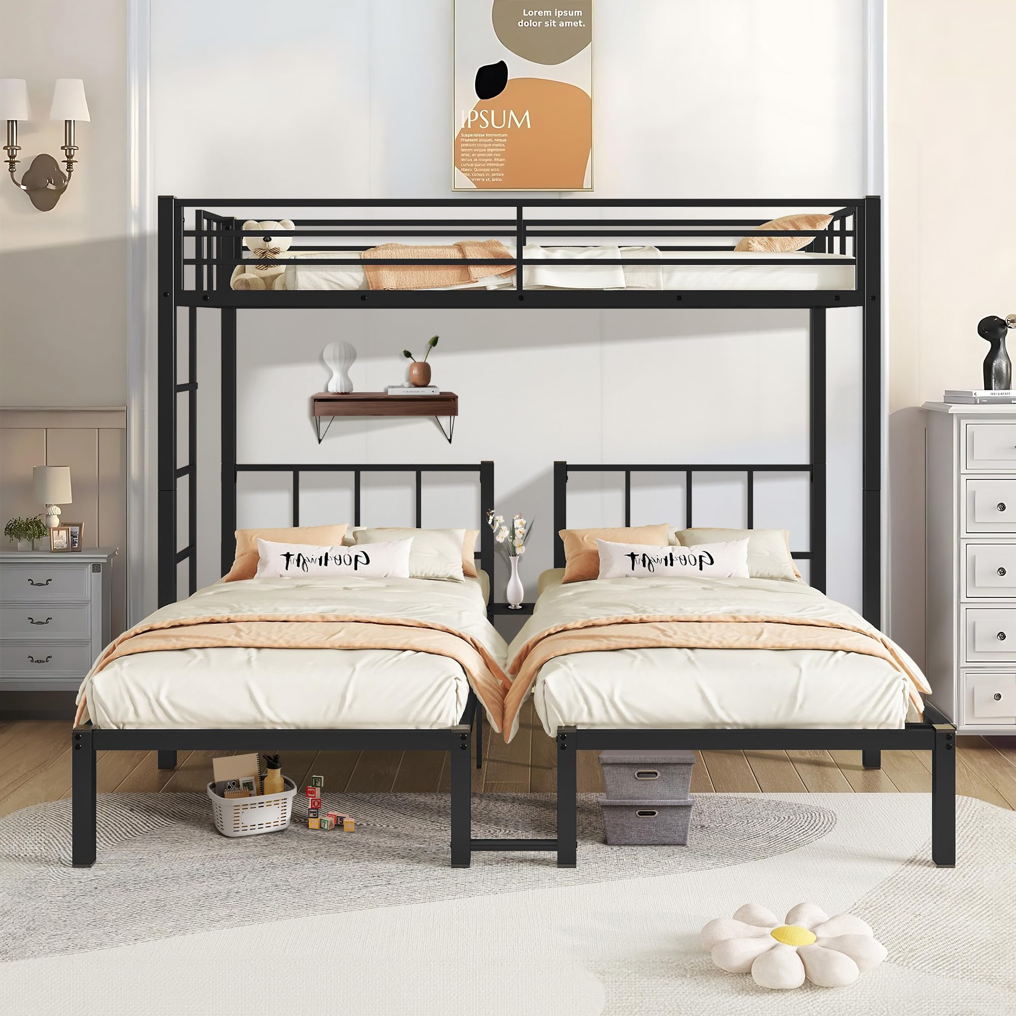 Heavy Duty Triple Bunk Beds for Kids, Twin Over Twin Over Twin Bunk Bed