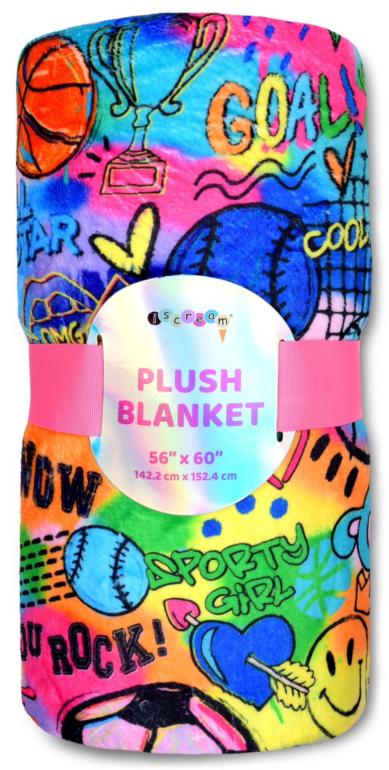 Silky Soft Plush Fleece Throw Blanket - Bold Print - Sporty Girl - 56" x 60"