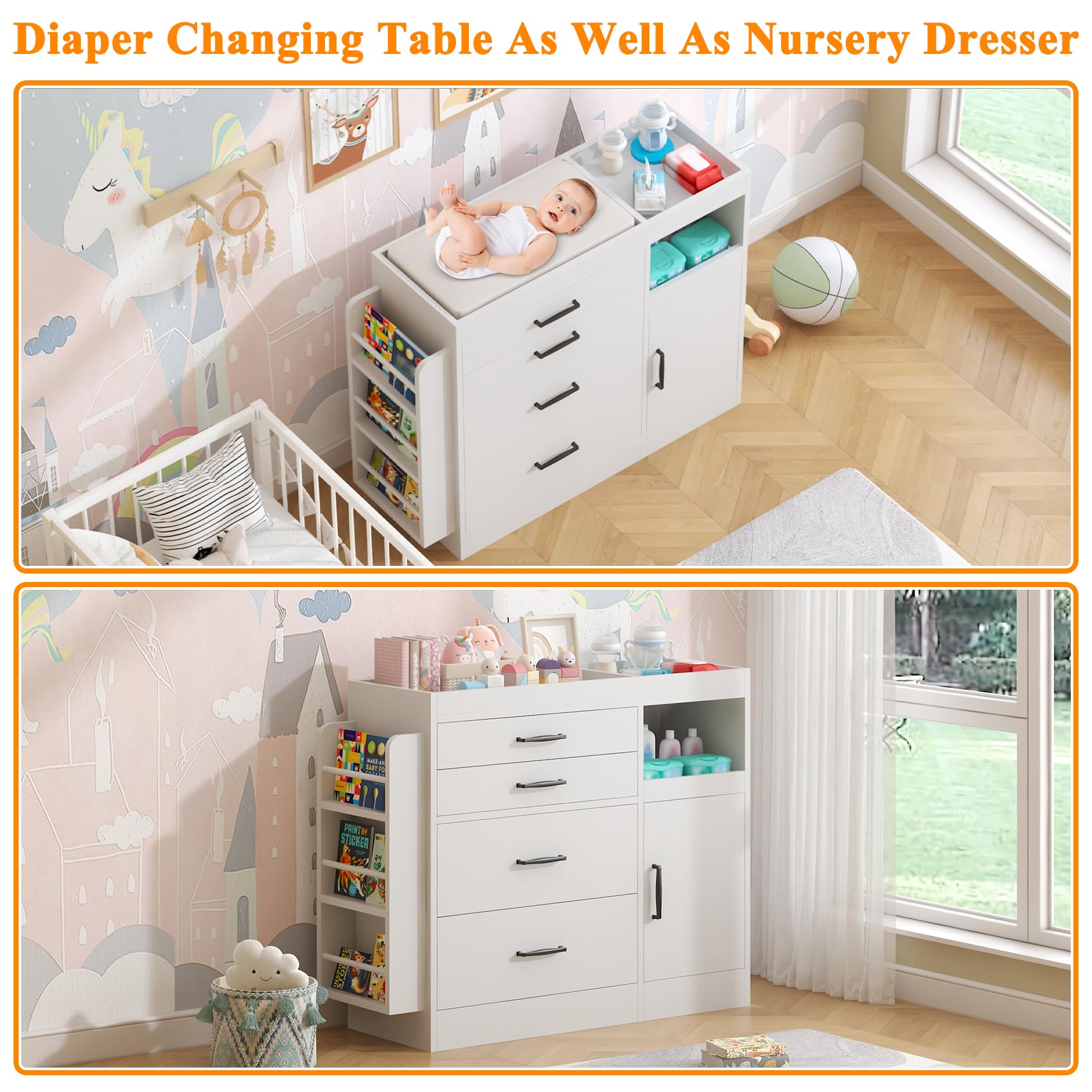 Baby Changing Table Dresser with Storage