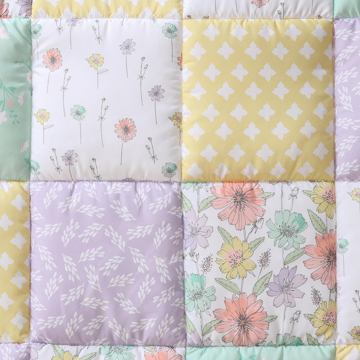 3 Piece Baby Crib Bedding Set - Lavender Vintage Floral