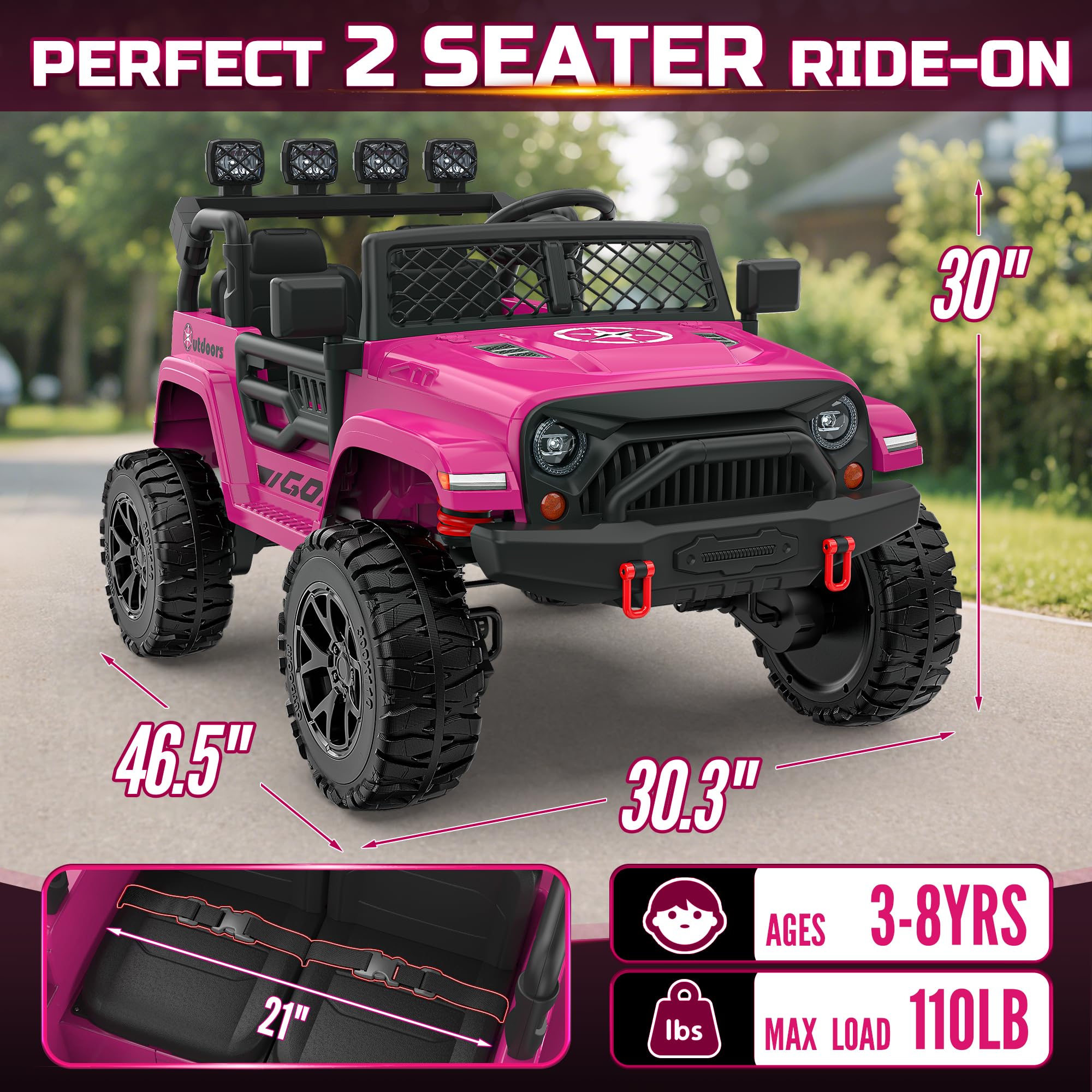 24V 2-Seater Kids Ride-On Car with Remote Control