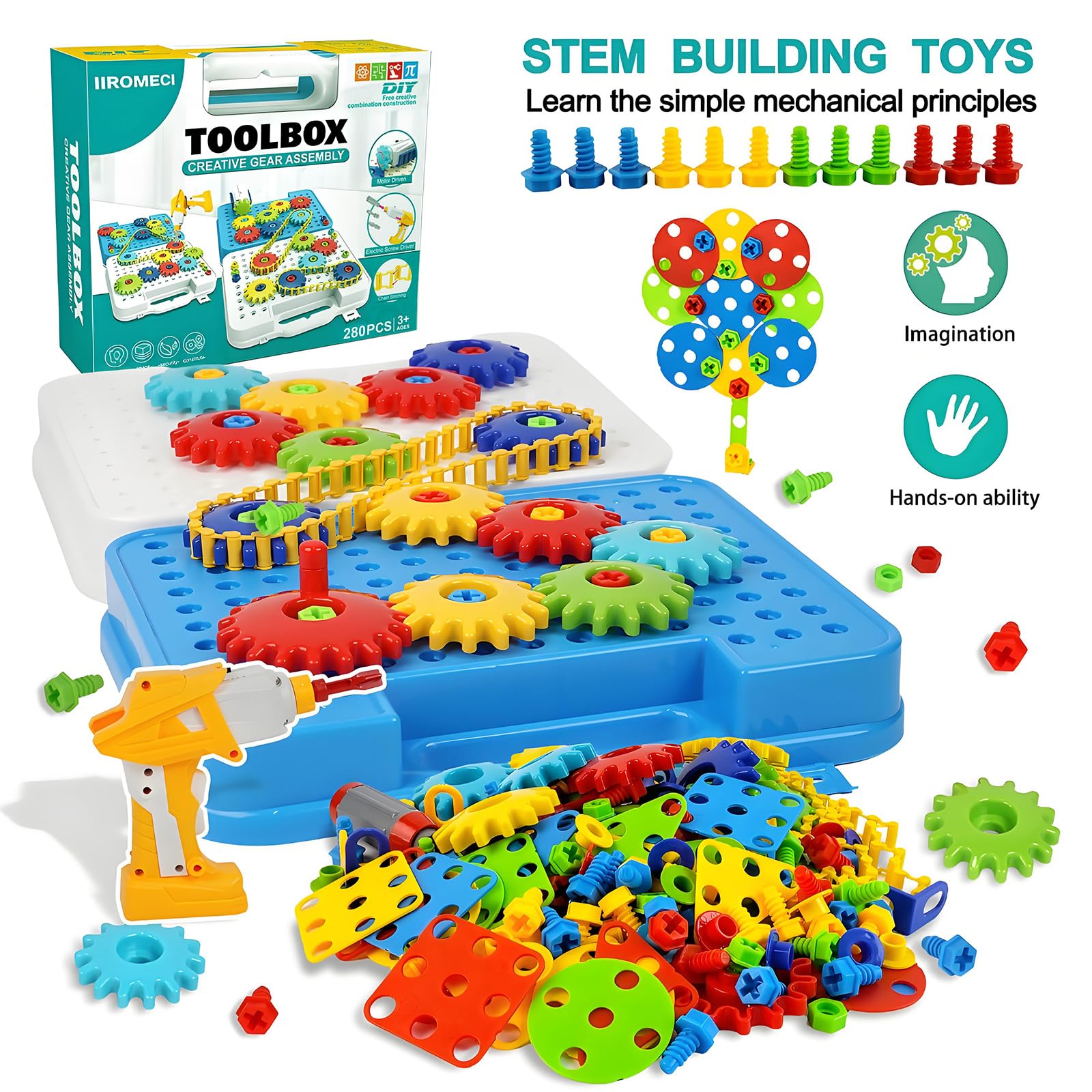 Gears Toys for Kids Ages 4-8, STEM Educational Construction Toys